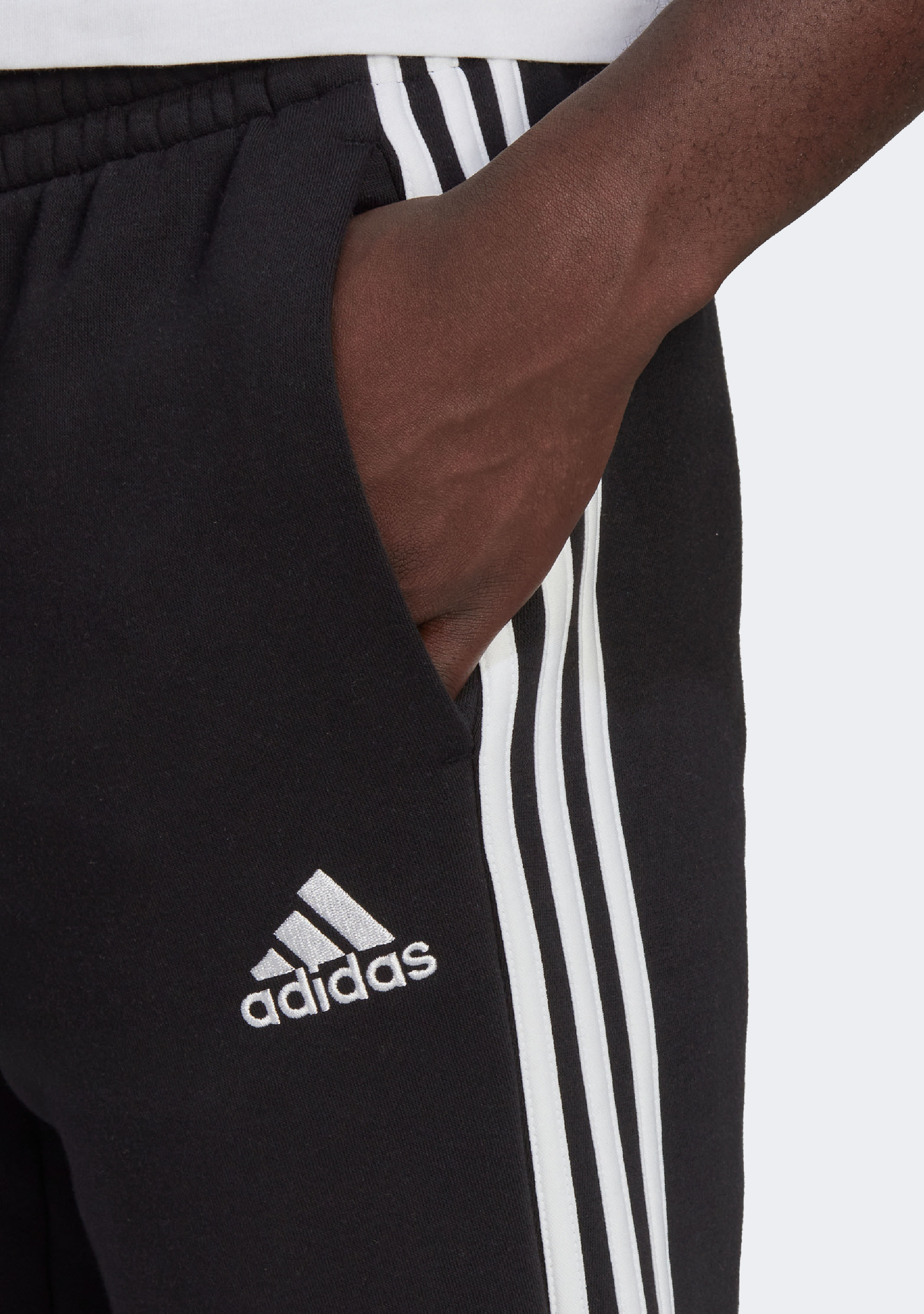 Adidas Mens Essentials Fleece Tapered Cuffed 3-Stripes Joggers