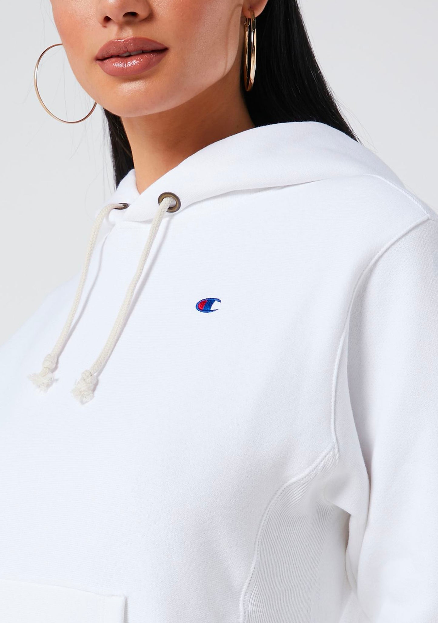Champion Women’s Reverse Weave C Logo Regular Fit Hoodie White