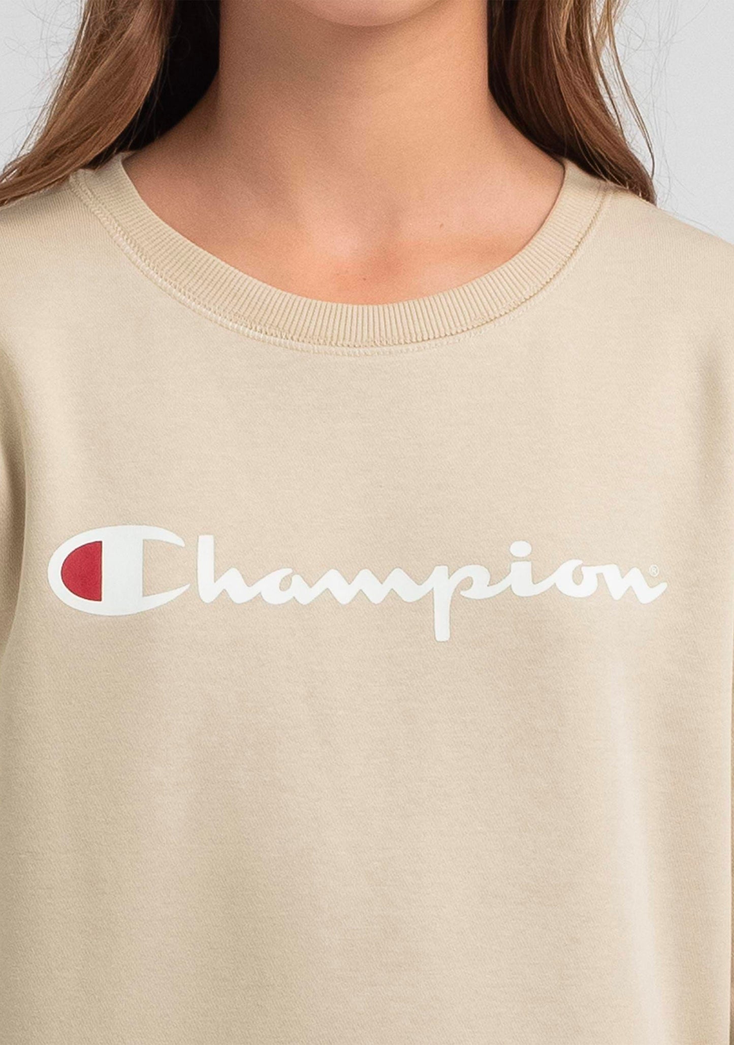 Champion Junior Script Logo Crew Beige