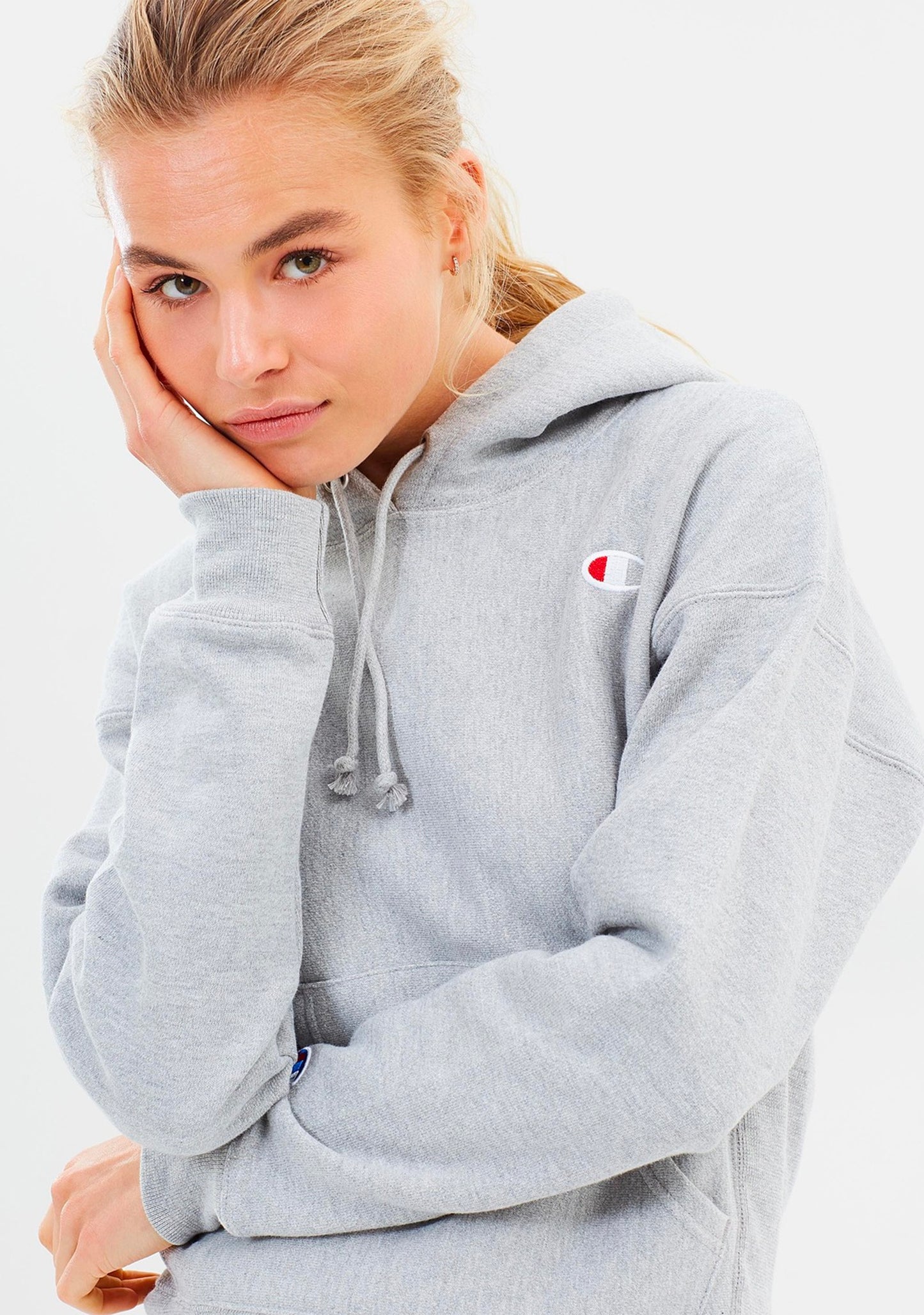 Champion Women’s Reverse Weave C Logo Regular Fit Hoodie Grey