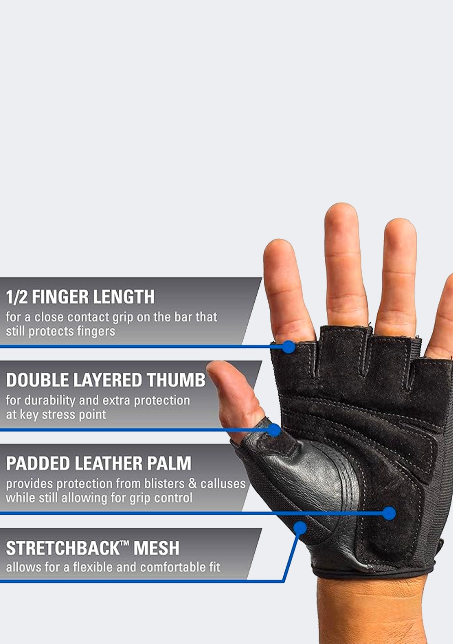 Harbinger Power Grip Strength Training Fitness Gloves