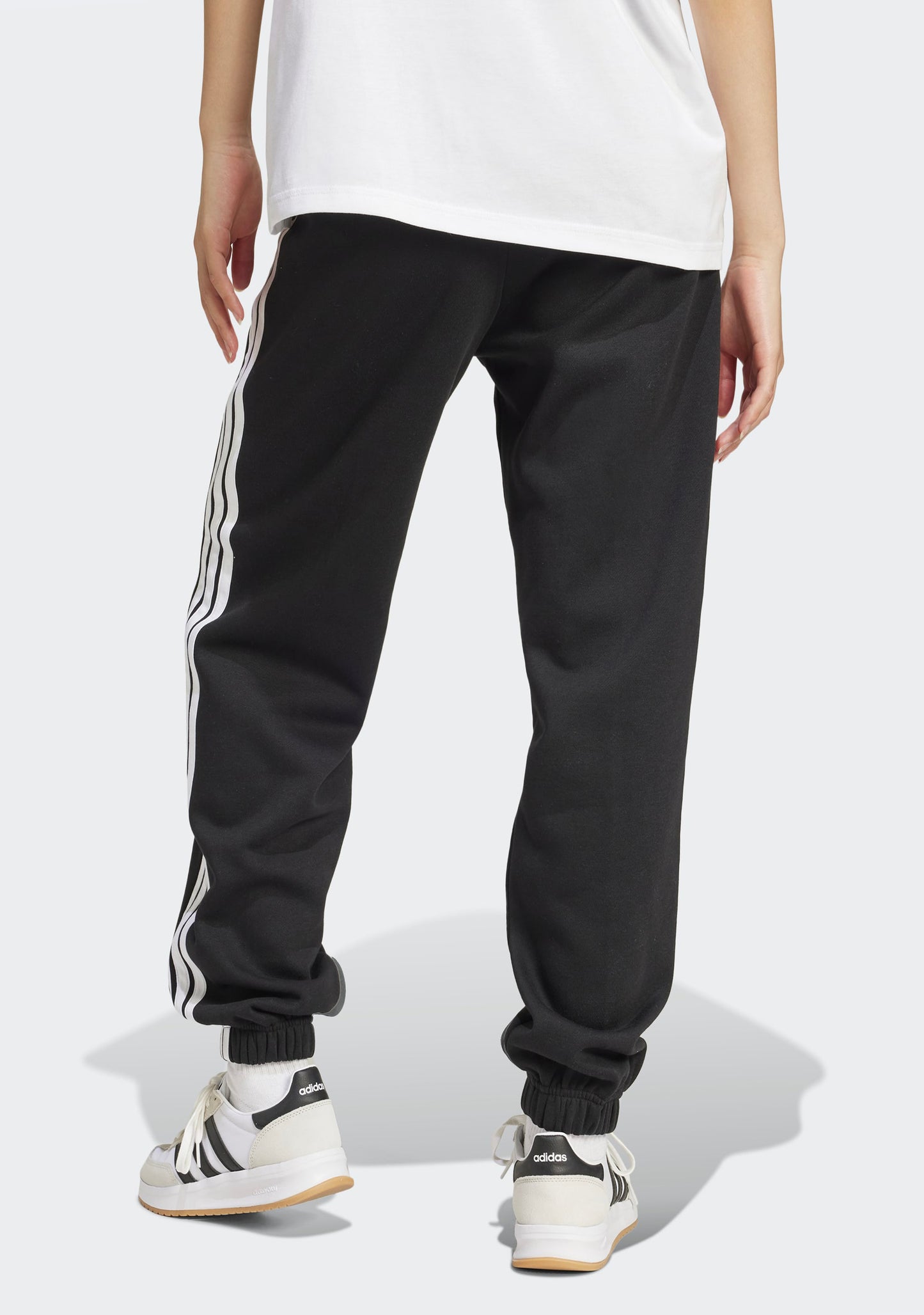 Adidas Women's Essentials 3-Stripes Fleece Loose-Fit Cuff Pants