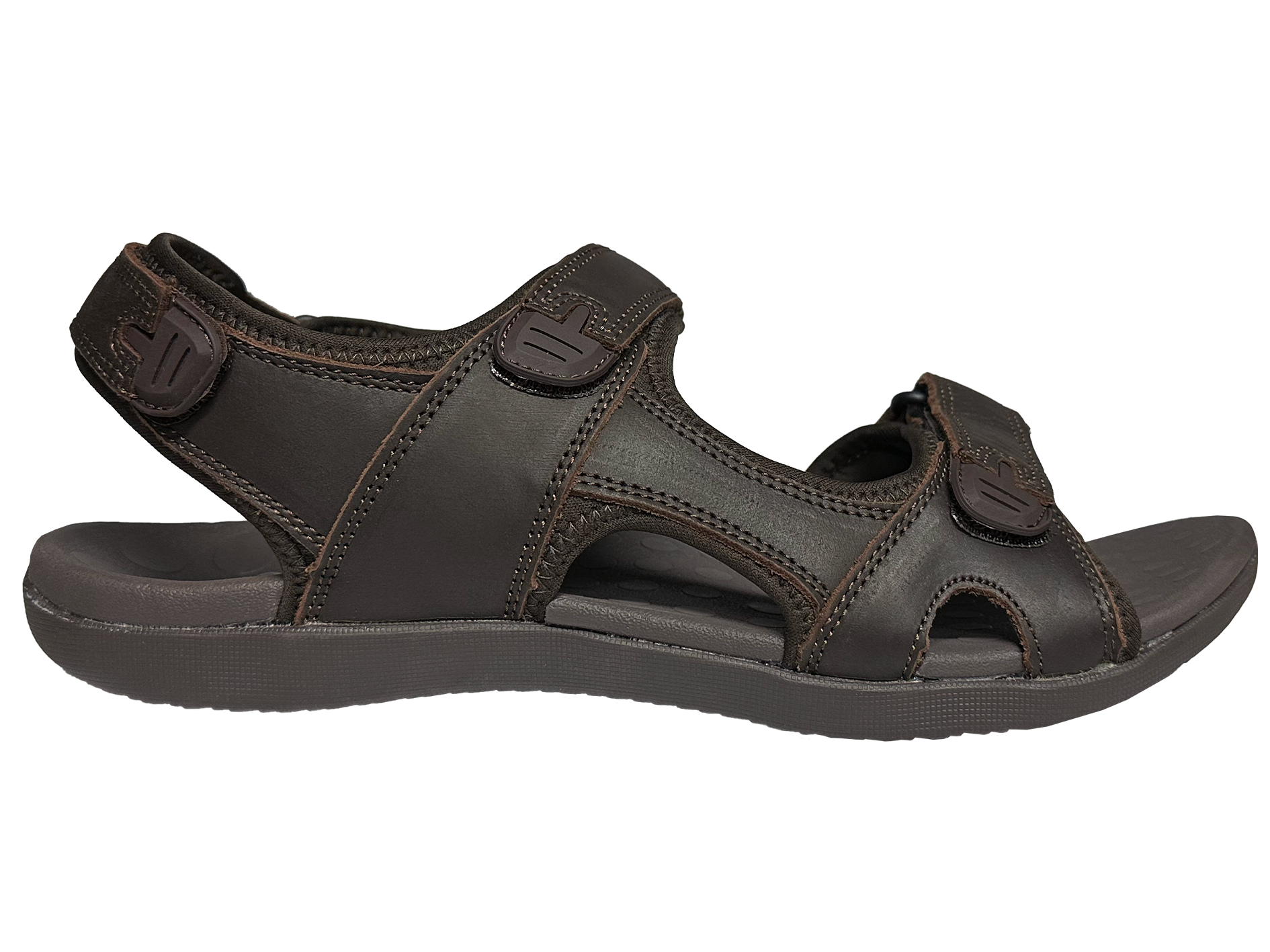 Scholl Men's Orthaheel Brown Leather Back Strap Sandals Jim Kidd Sports