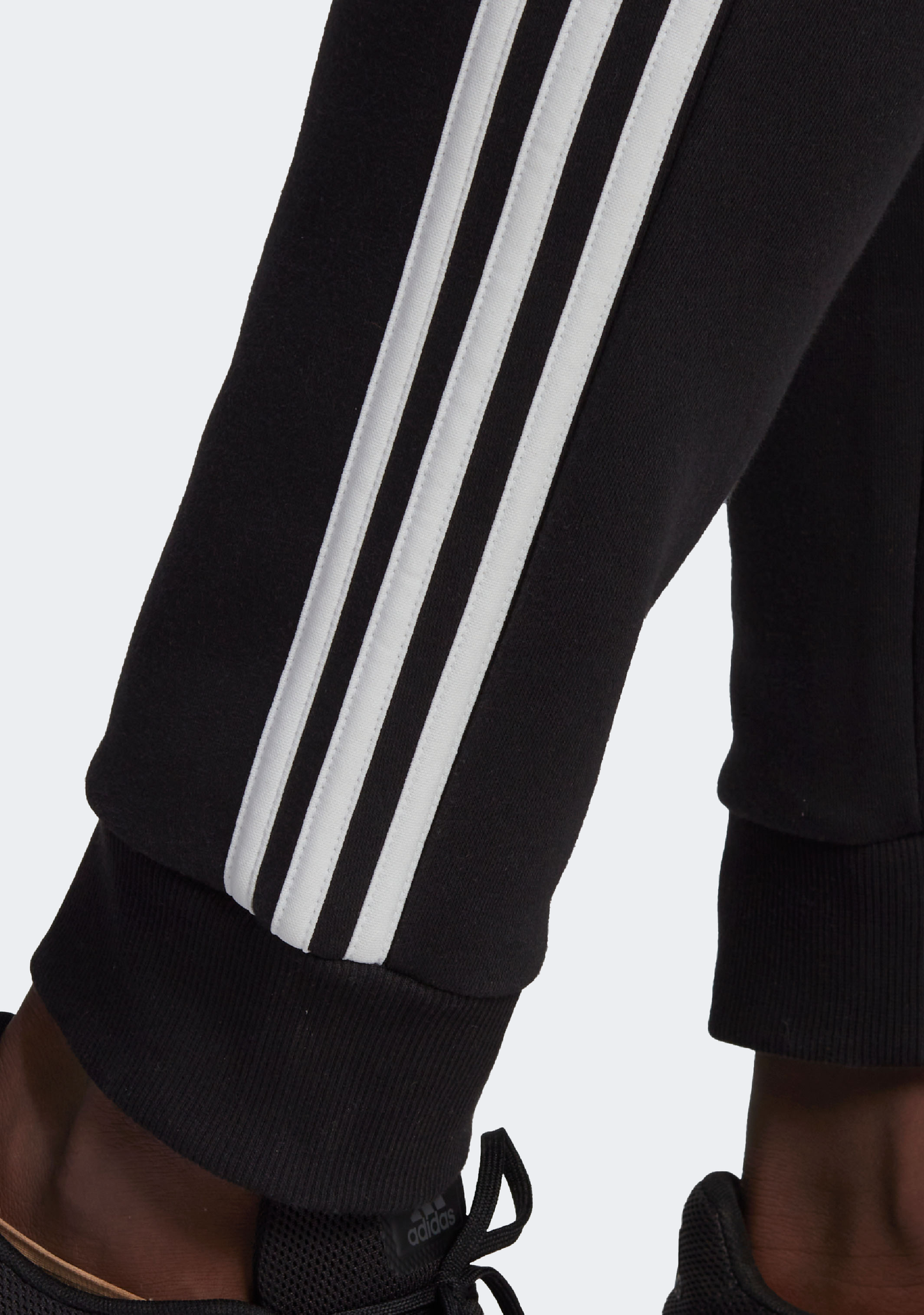 Adidas Mens Essentials Fleece Tapered Cuffed 3-Stripes Joggers