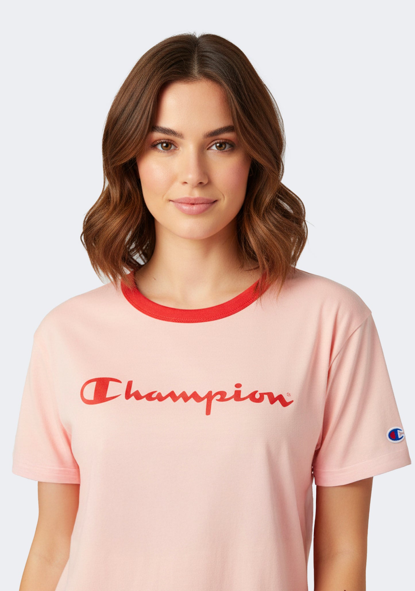 Champion Women's Script Panel Ringer Tee