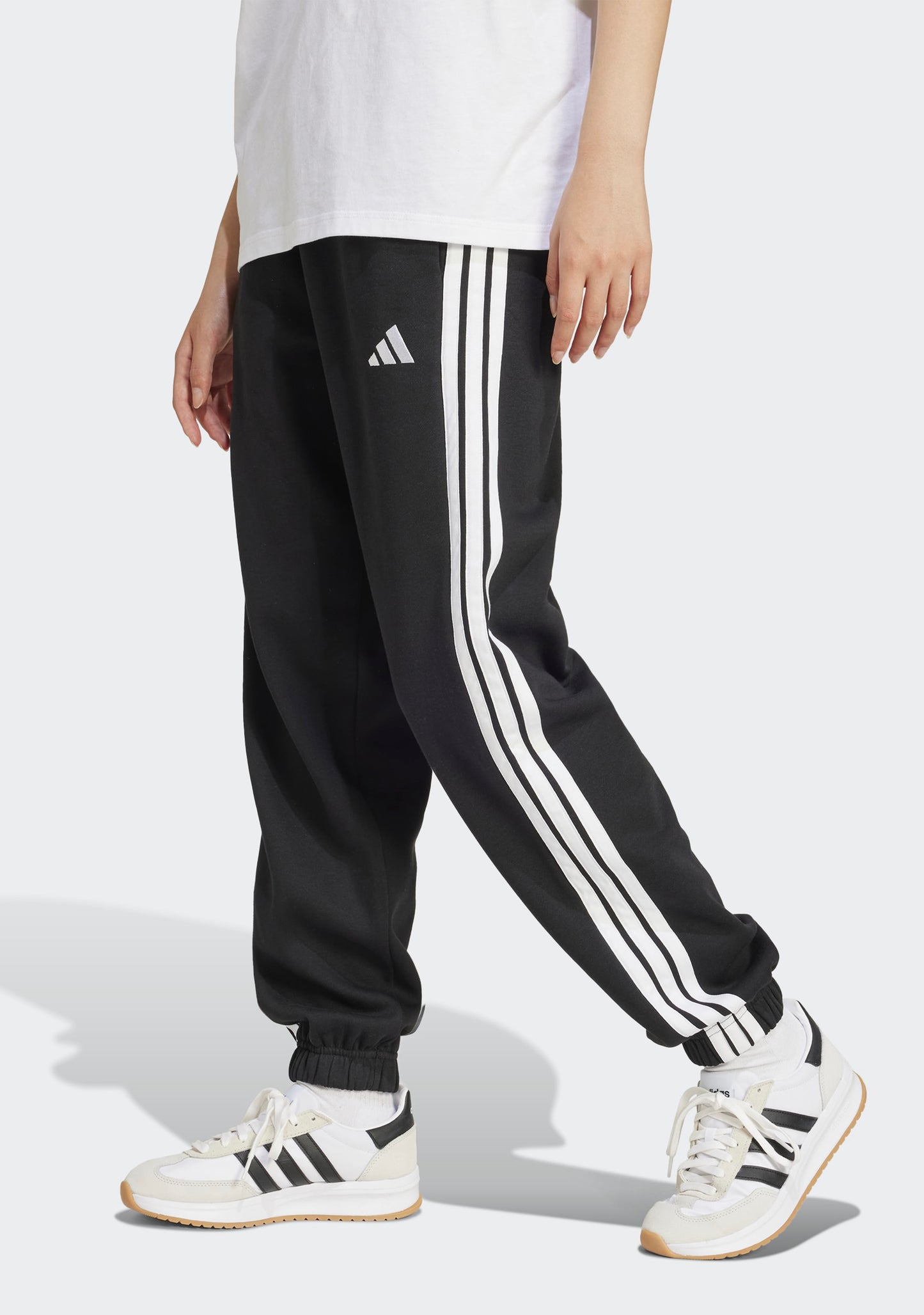 Adidas Women's Essentials 3-Stripes Fleece Loose-Fit Cuff Pants