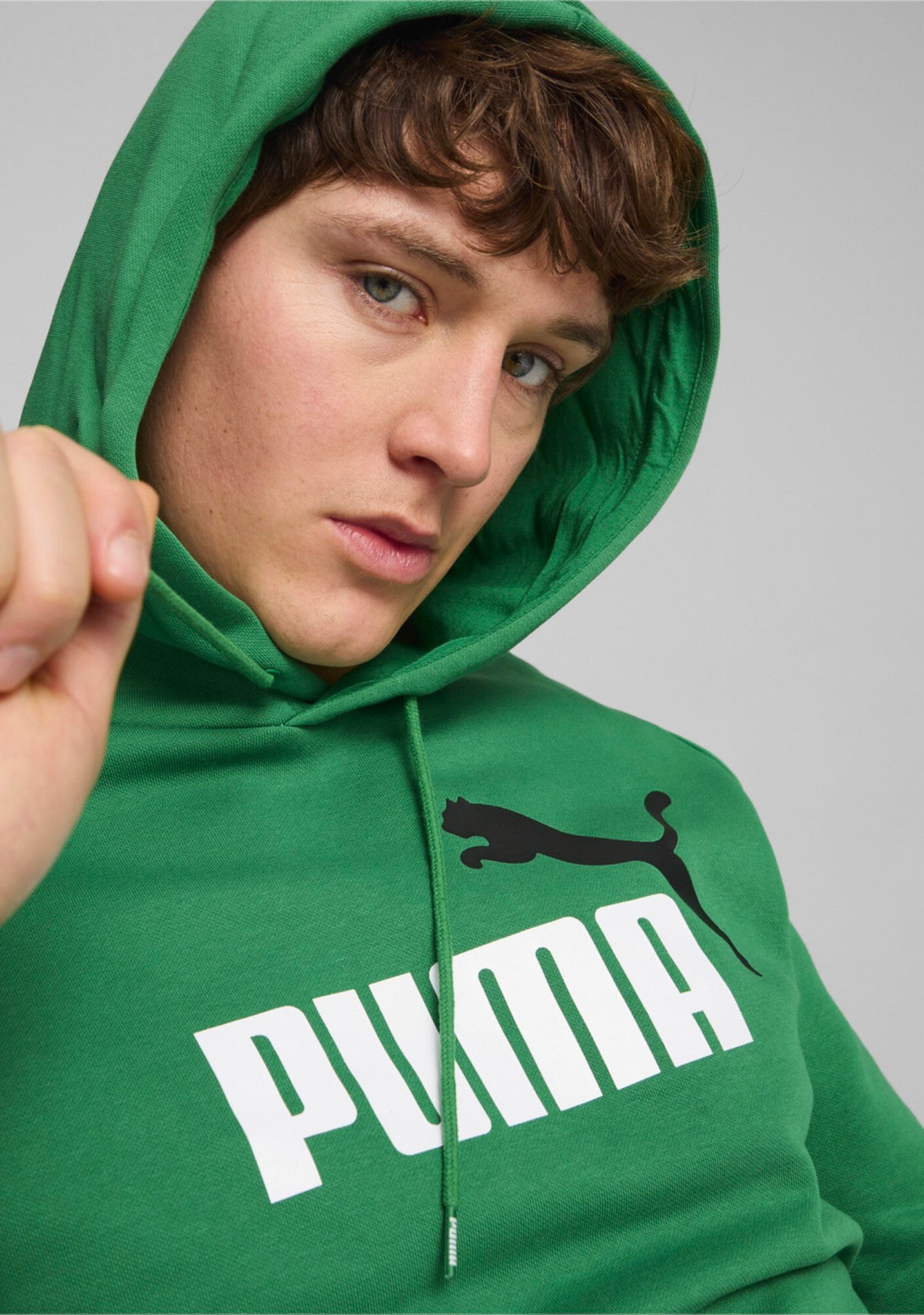 Puma Men's Essentials+ Two-Tone Big Logo Hoodie Green