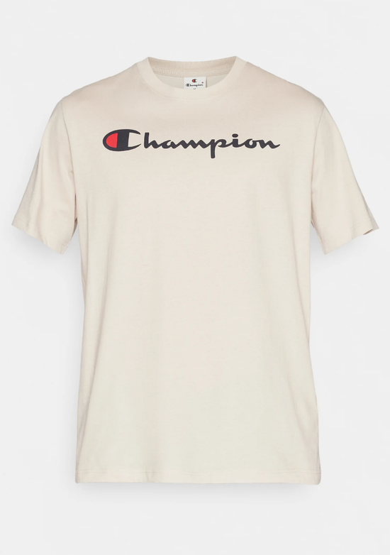 Champion Men's Script Logo Short Sleeve Ivory Canvas