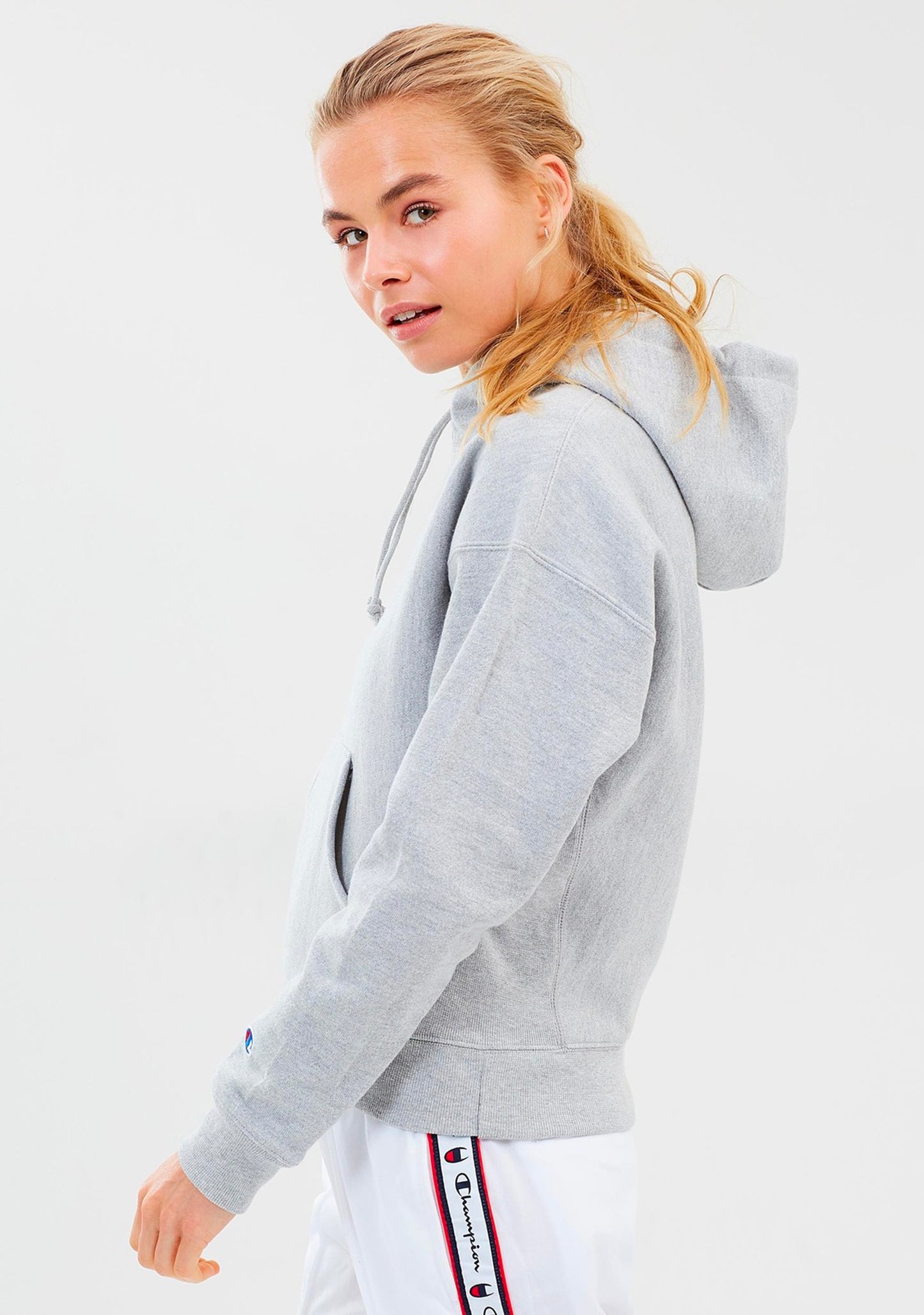 Champion Women’s Reverse Weave C Logo Regular Fit Hoodie Grey