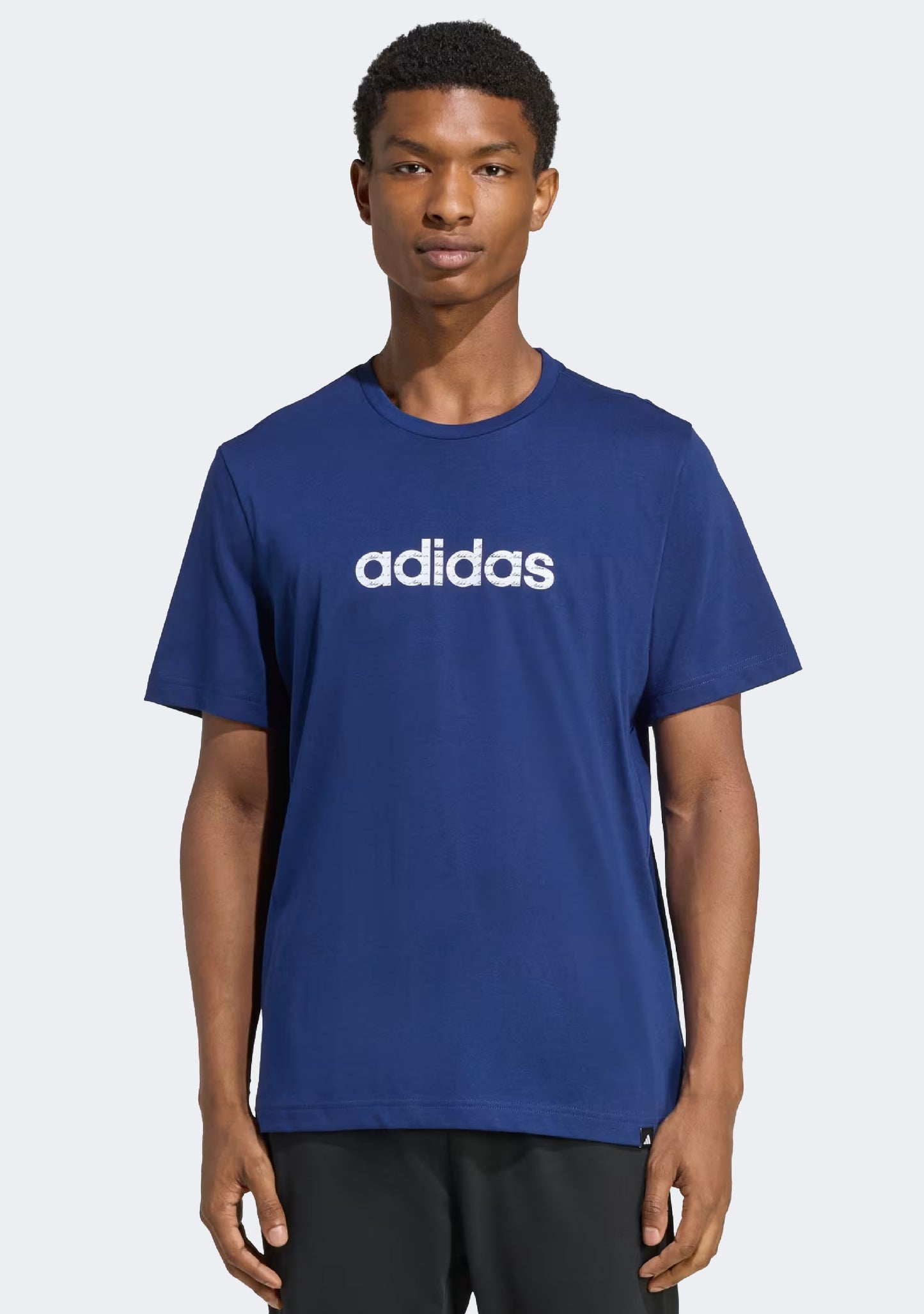 Adidas Men's Essentials Big Linear Jersey Knit T-Shirt Dark Blue