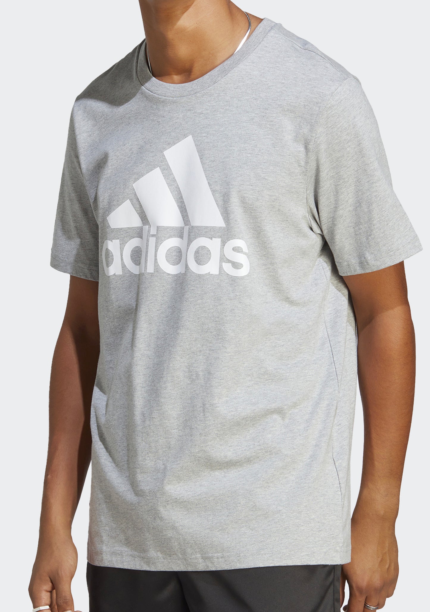 Adidas Men's Essentials Single Jersey Big Logo Tee Grey