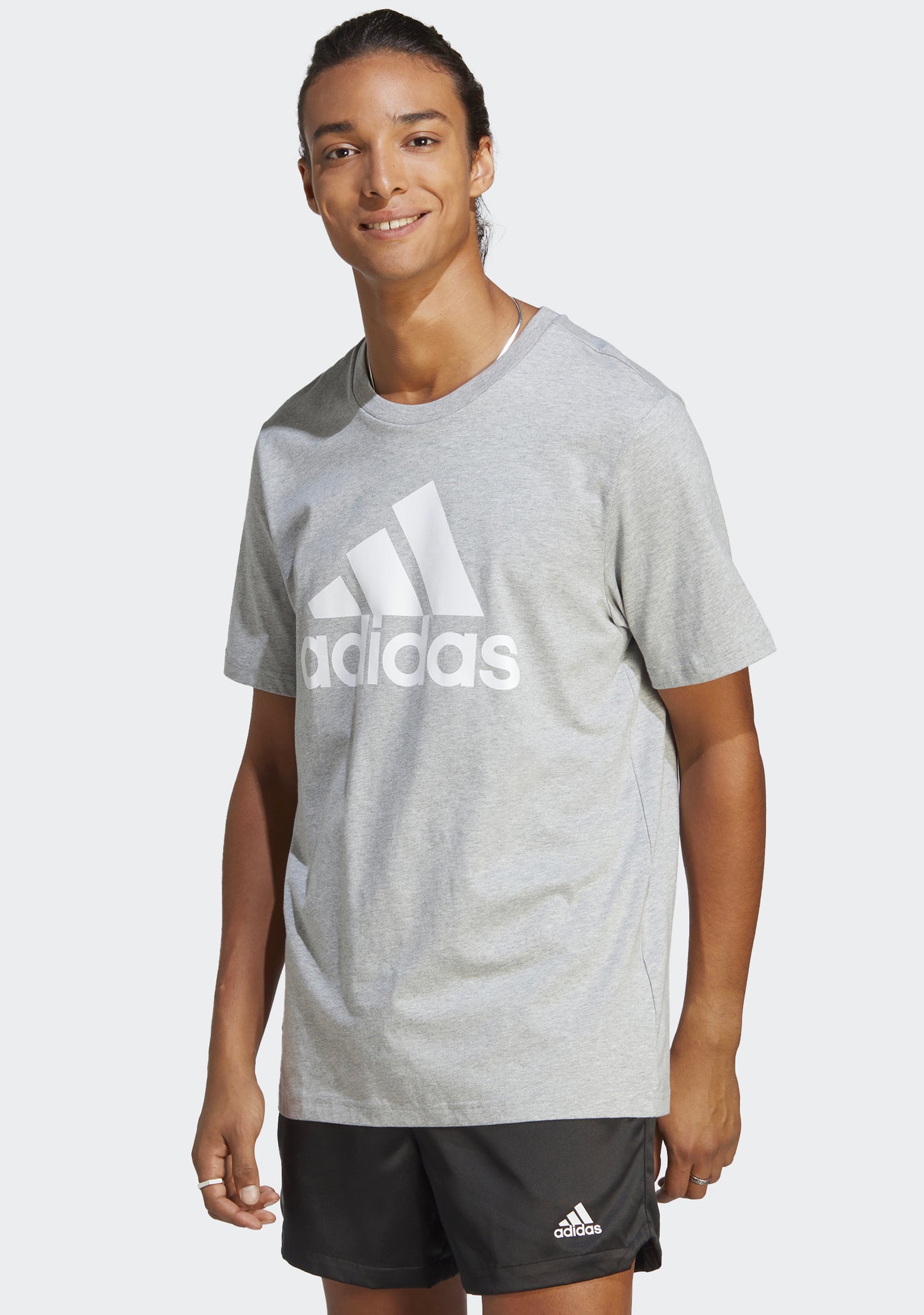 Adidas Men's Essentials Single Jersey Big Logo Tee Grey