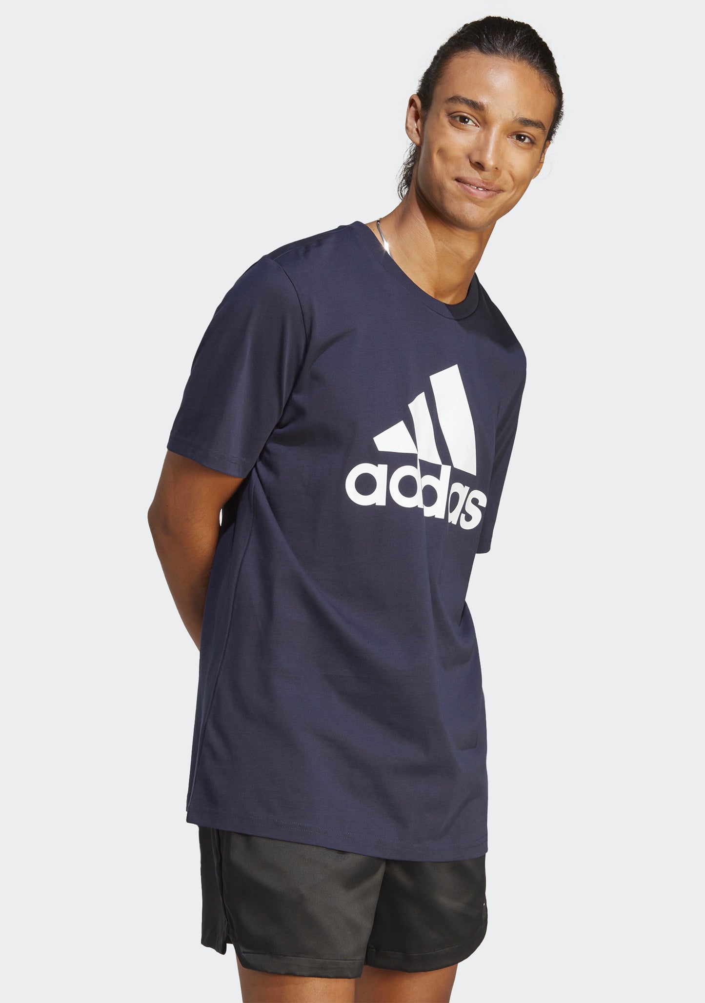 Adidas Men's Essentials Single Jersey Big Logo Tee Navy