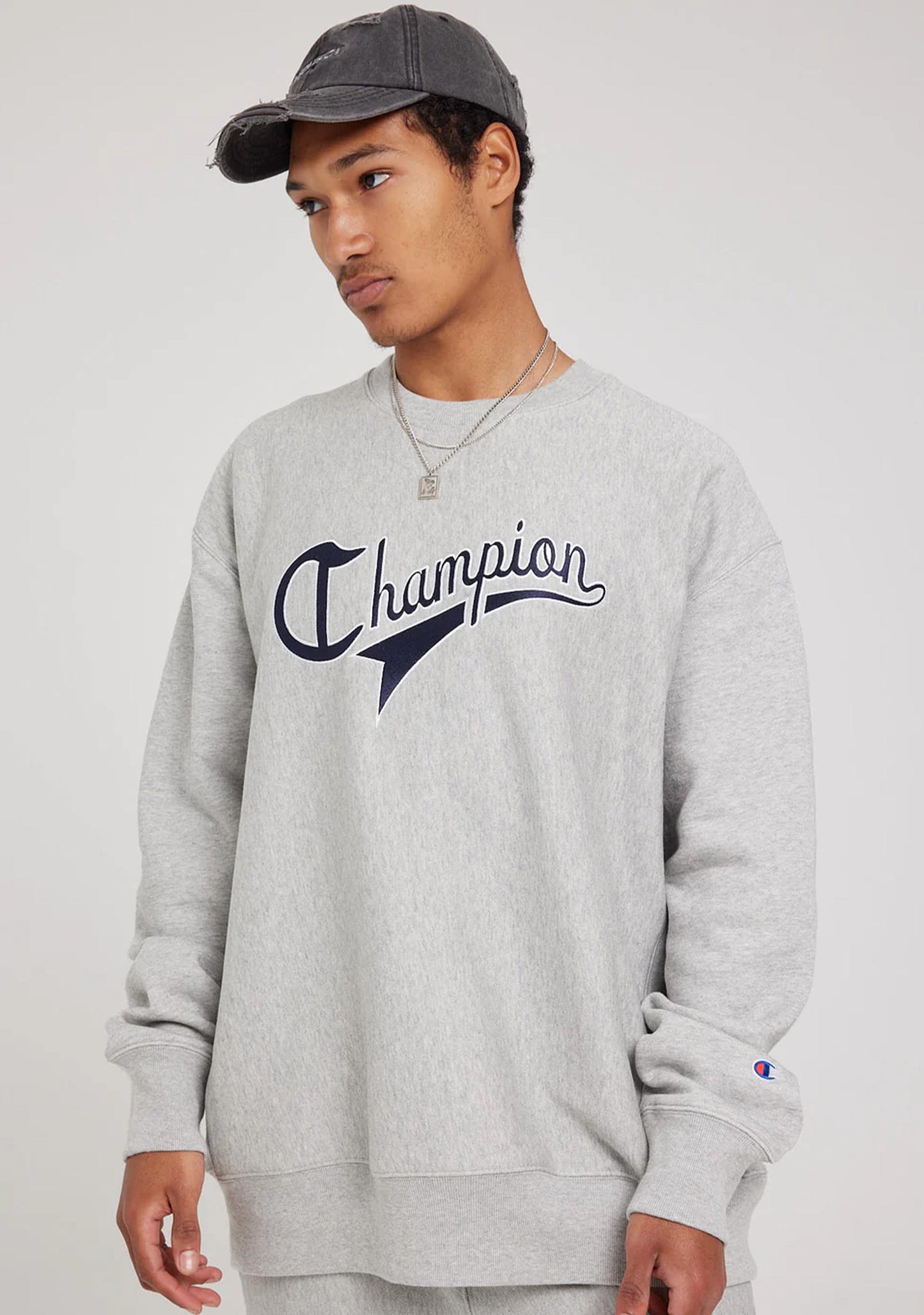 Champion Men's Reverse Weave Cursive Logo Crew