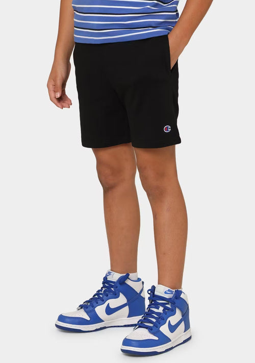 Champion Kids French Terry Logo Shorts <br> KW3GN BLK