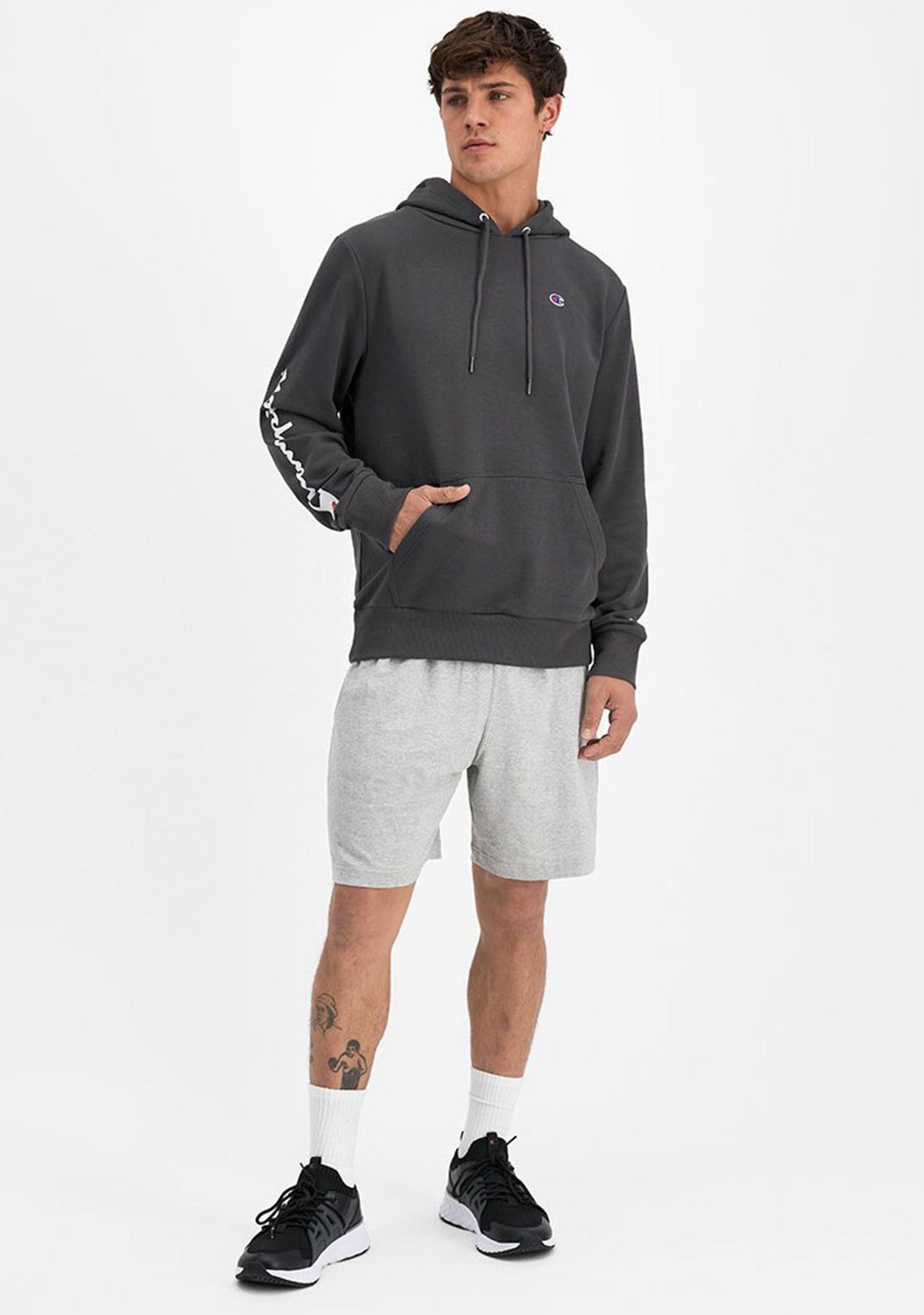 Champion Mens French Terry Script Hoodie