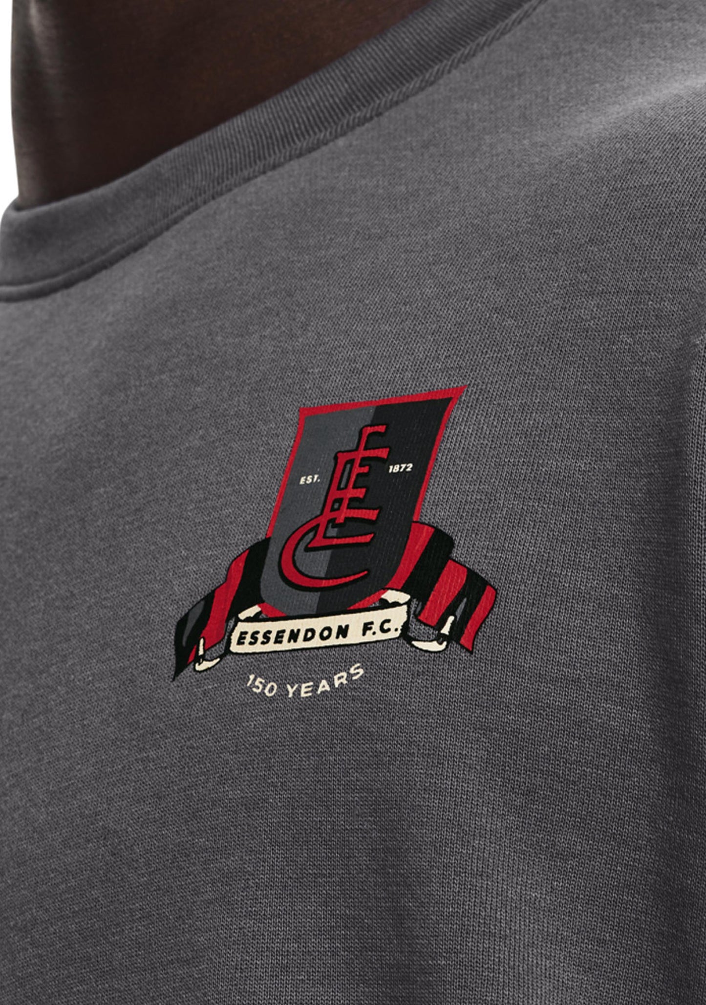 Under Armour Men’s Essendon FC Hustle Fleece Crew Grey 2022