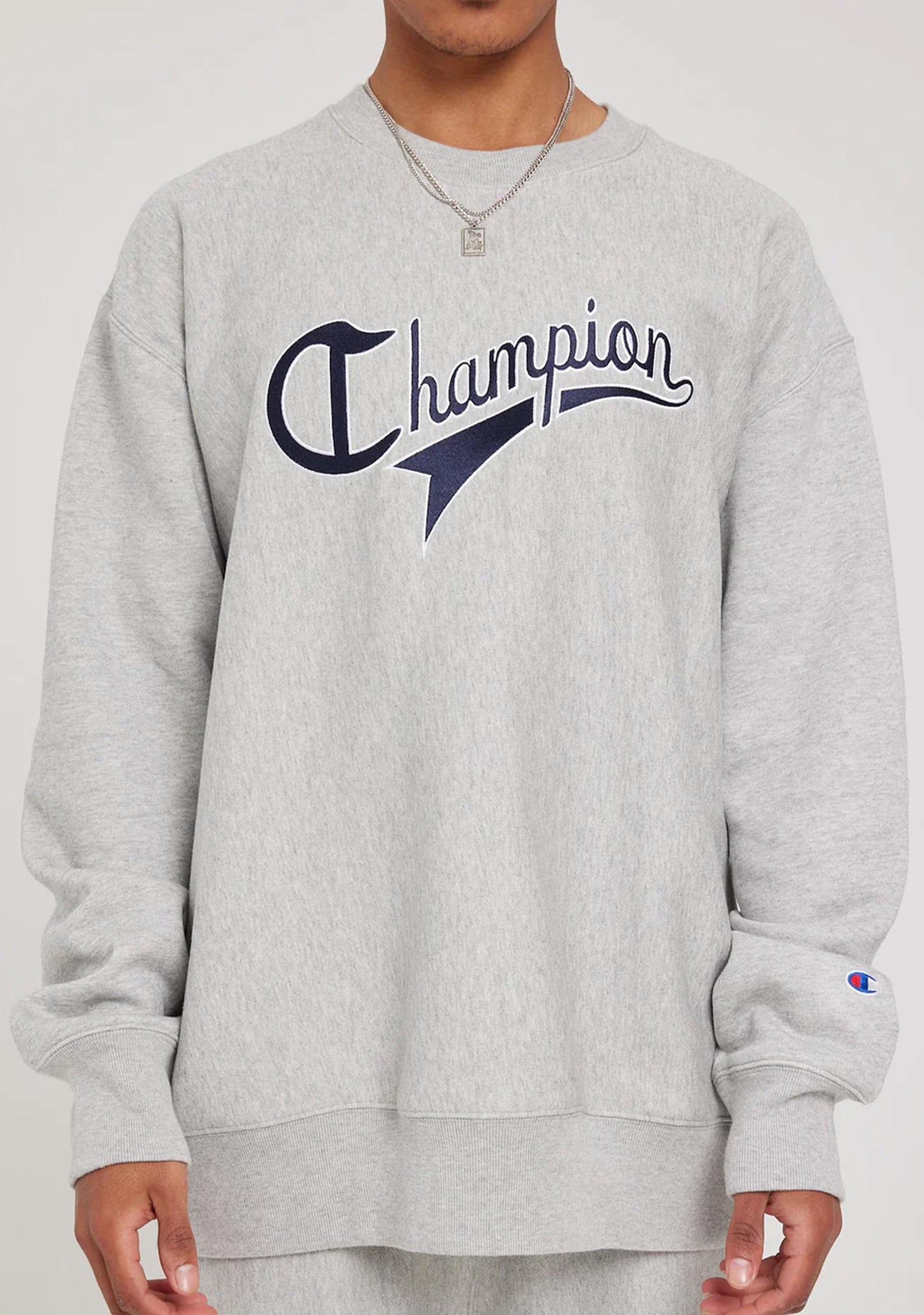 Champion Men's Reverse Weave Cursive Logo Crew