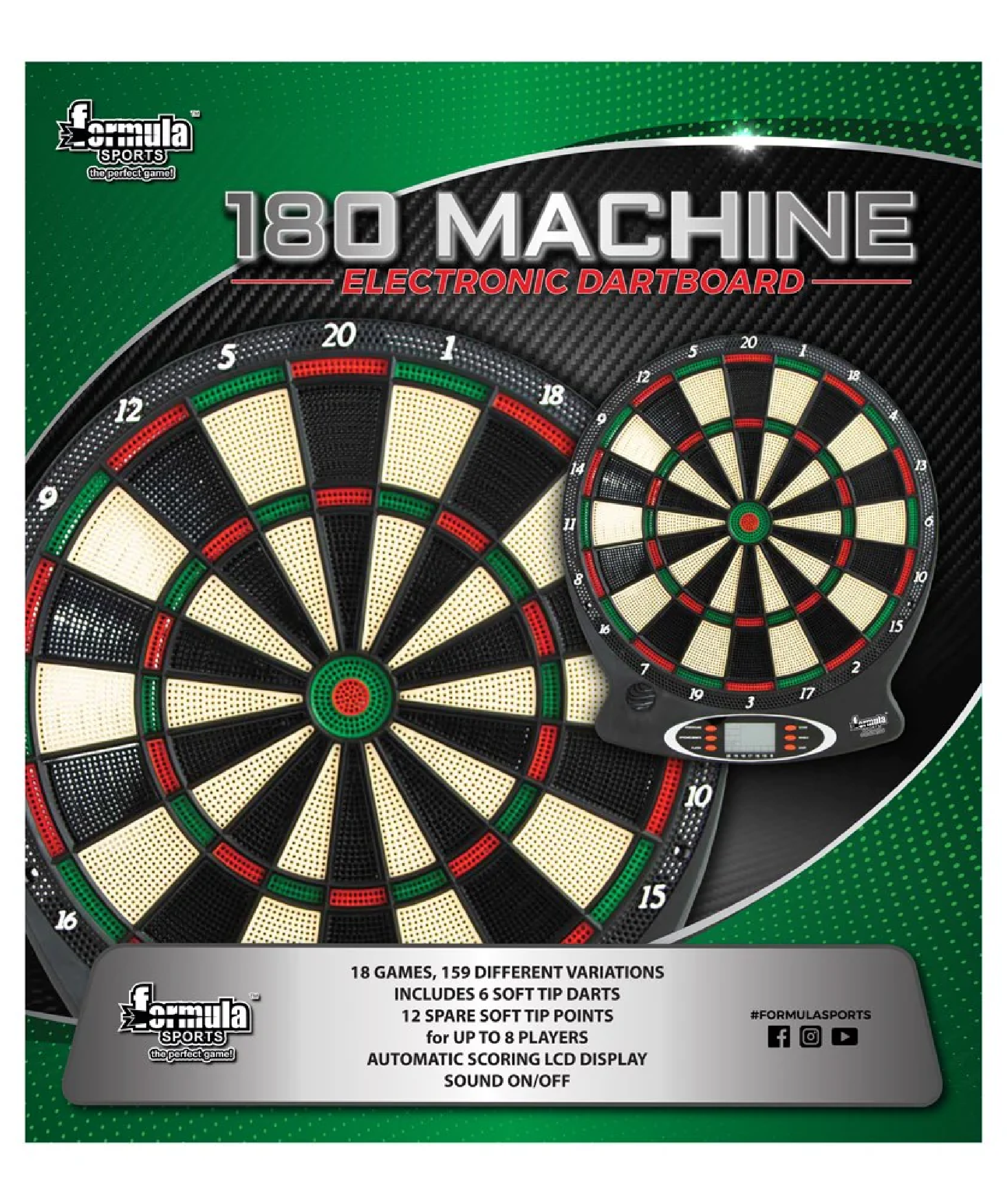 Formula 180 Machine Electronic Dartboard 600105 Jim Kidd Sports