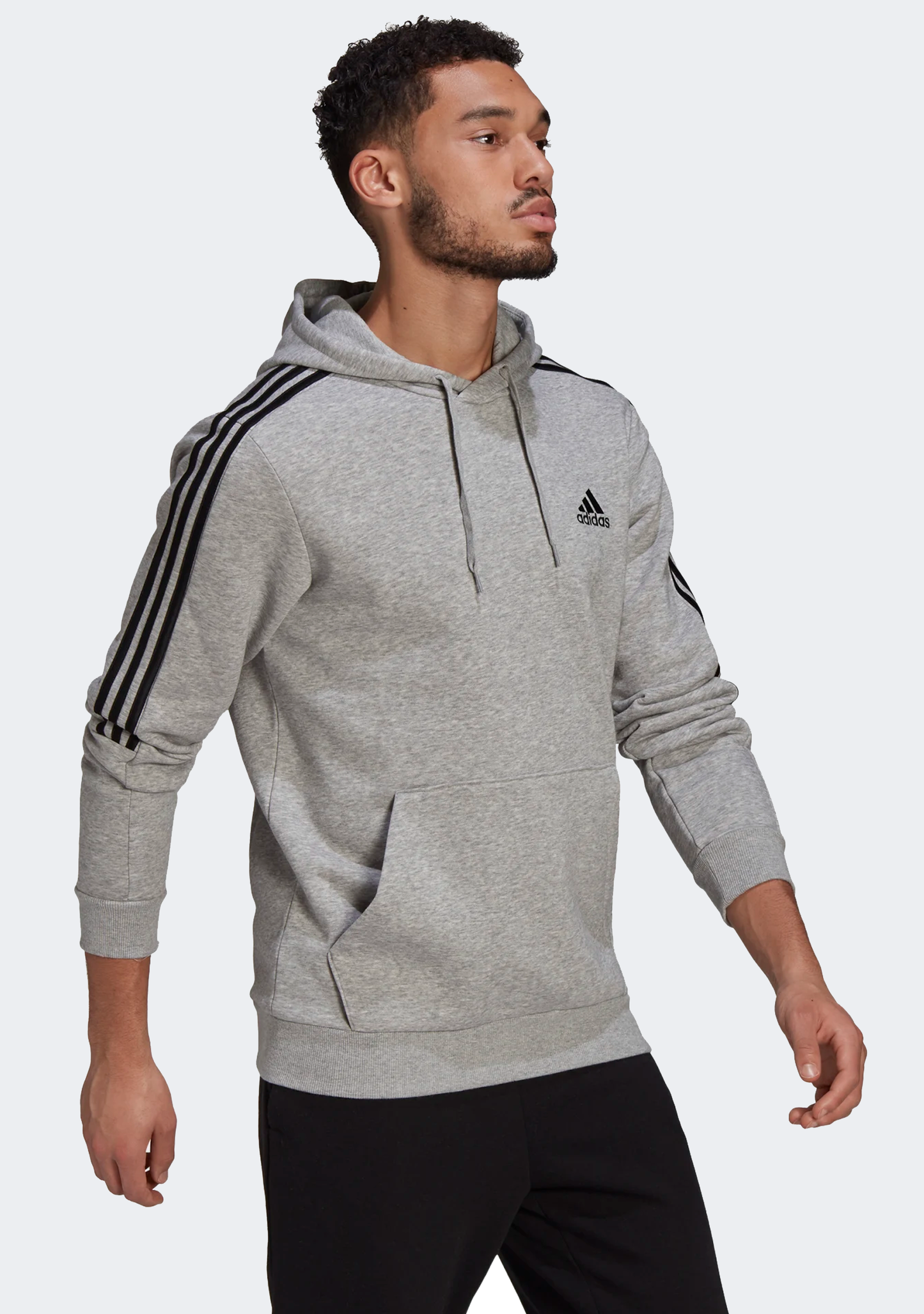 Adidas Mens Fleece Cut 3 Stripes Hoodie