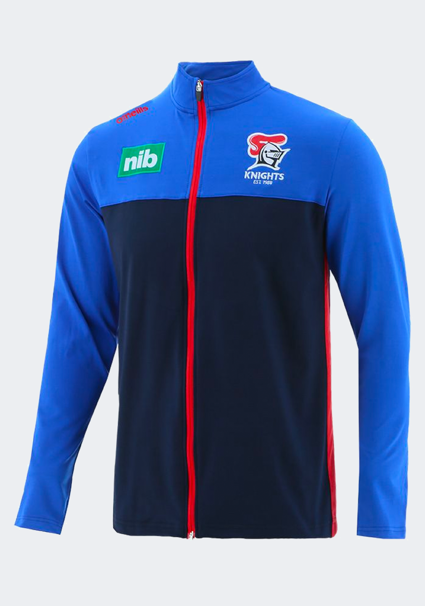 O'Neills Newcastle Knights Men's Severn Brushed Full Zip Lightweight Travel Jacket Marine-Royal-Red
