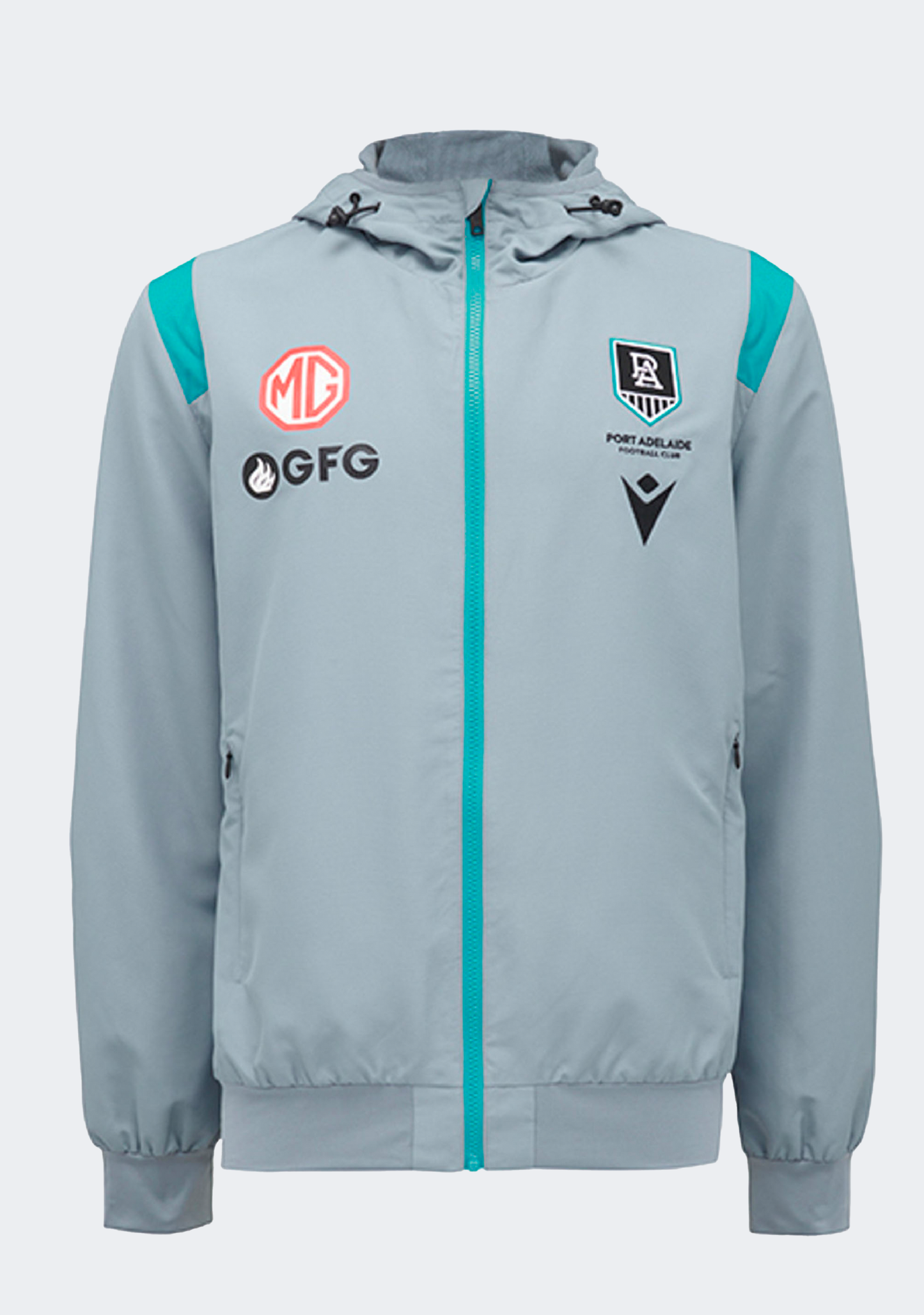 Macron Port Adelaide M21 Men's Travel Full Zip Micro Hooded Sweatshirt