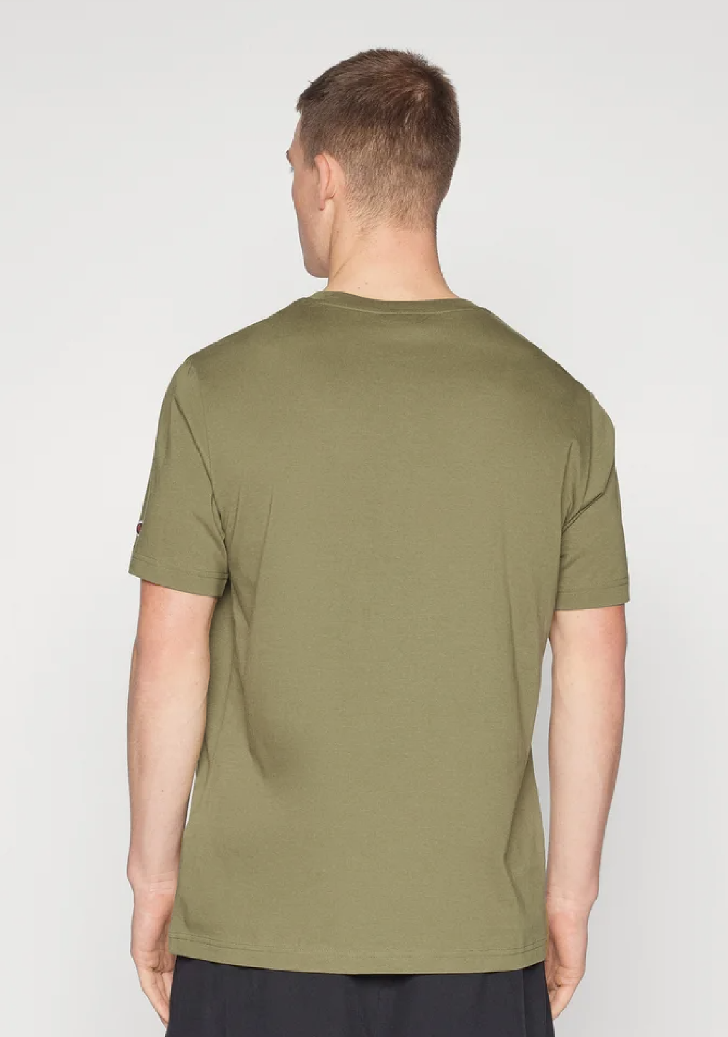 Champion Men's Script Logo Short Sleeve Sand Pepper