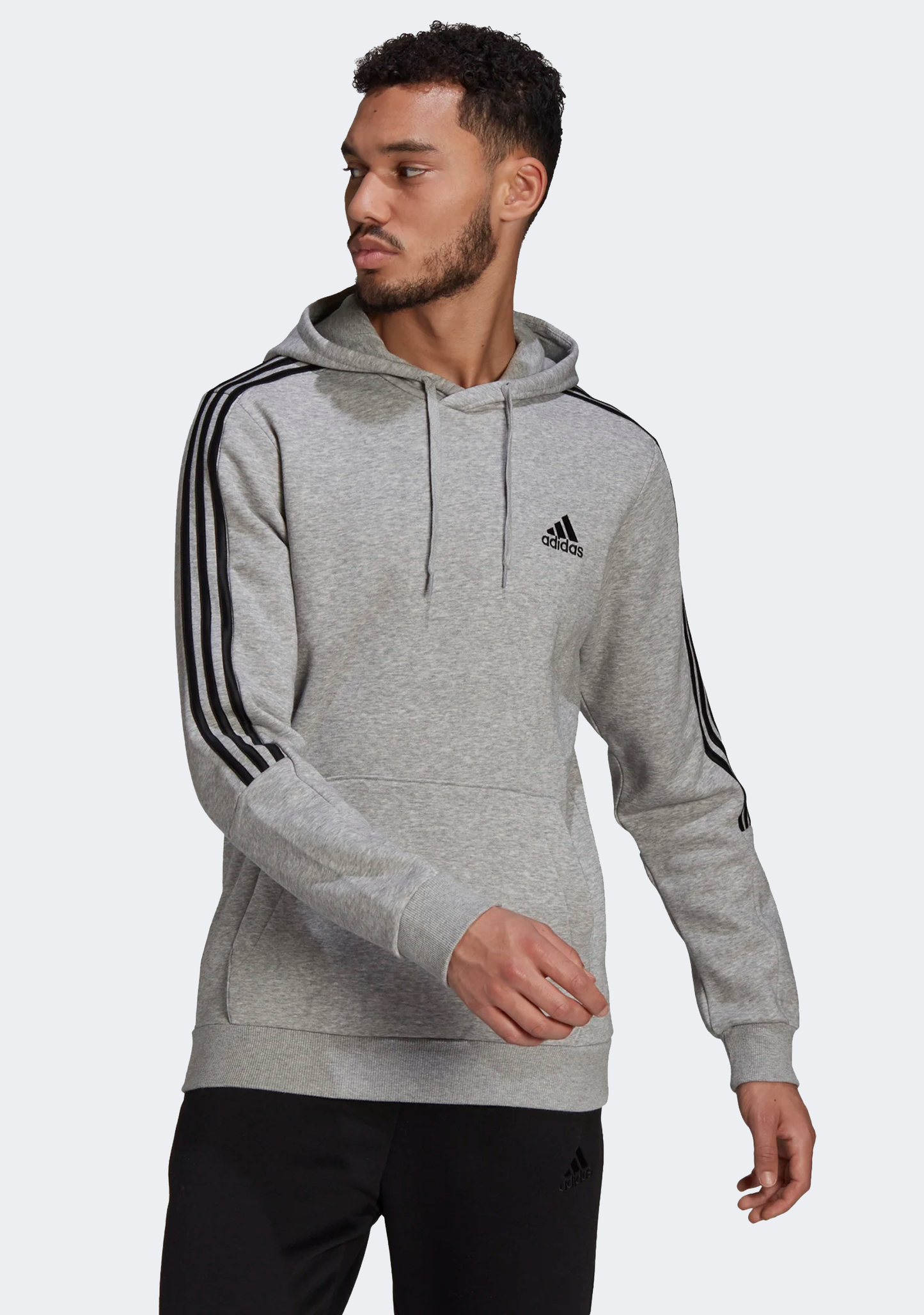 Adidas Mens Fleece Cut 3 Stripes Hoodie