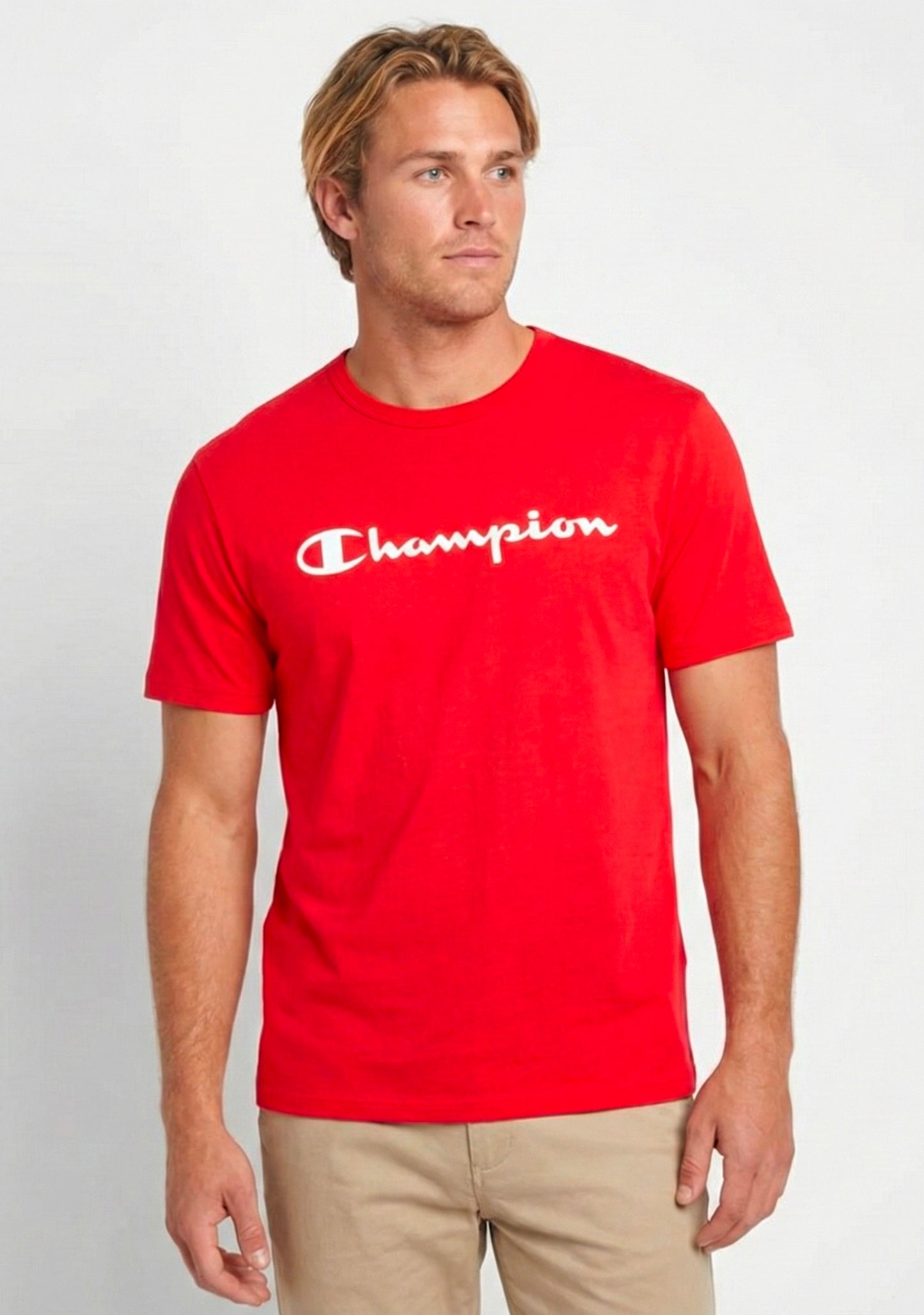 Champion Men's Script Logo Short Sleeve Tee Red