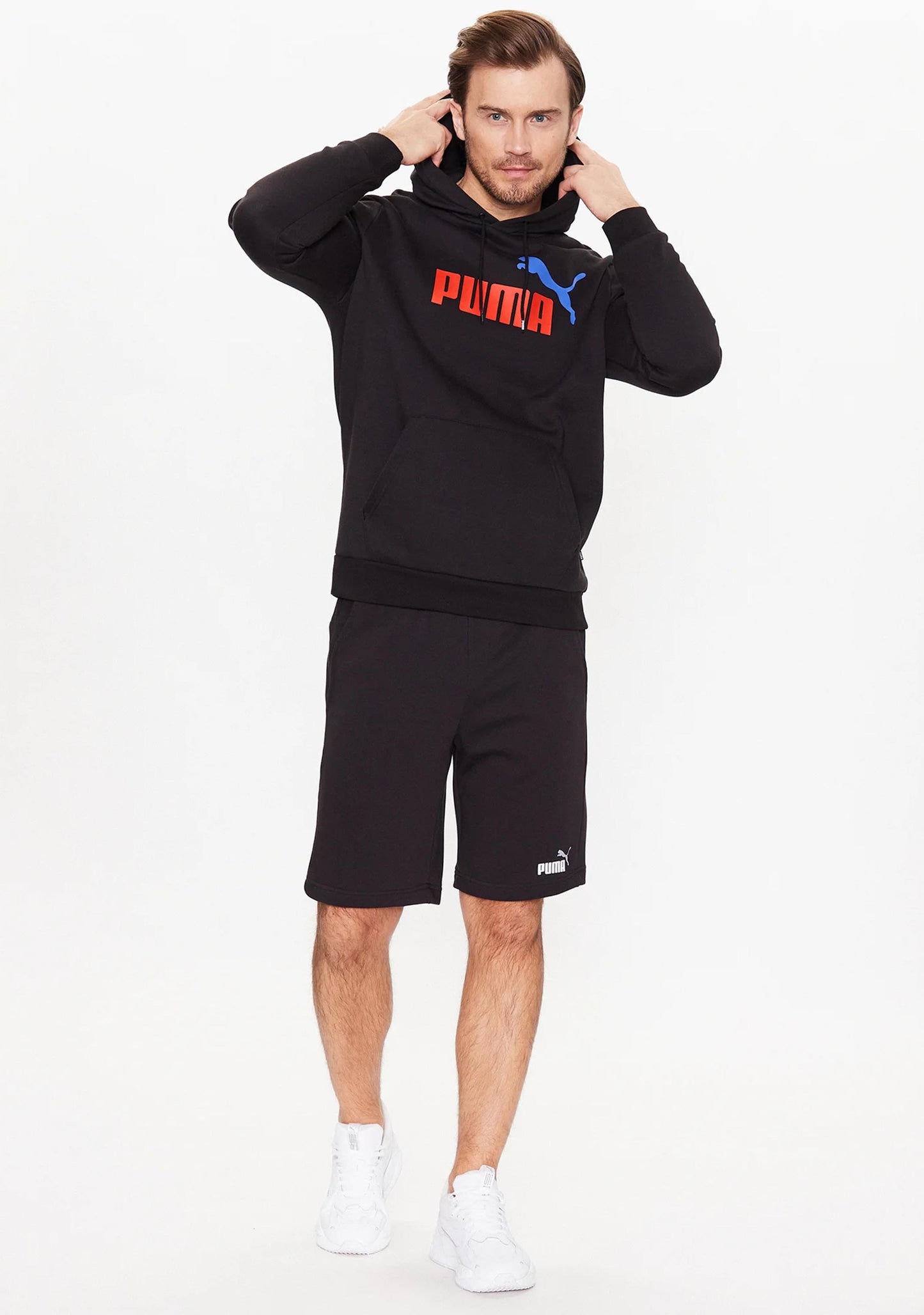 Puma Mens Essentials+ 2-Tone Big Logo Hoodie