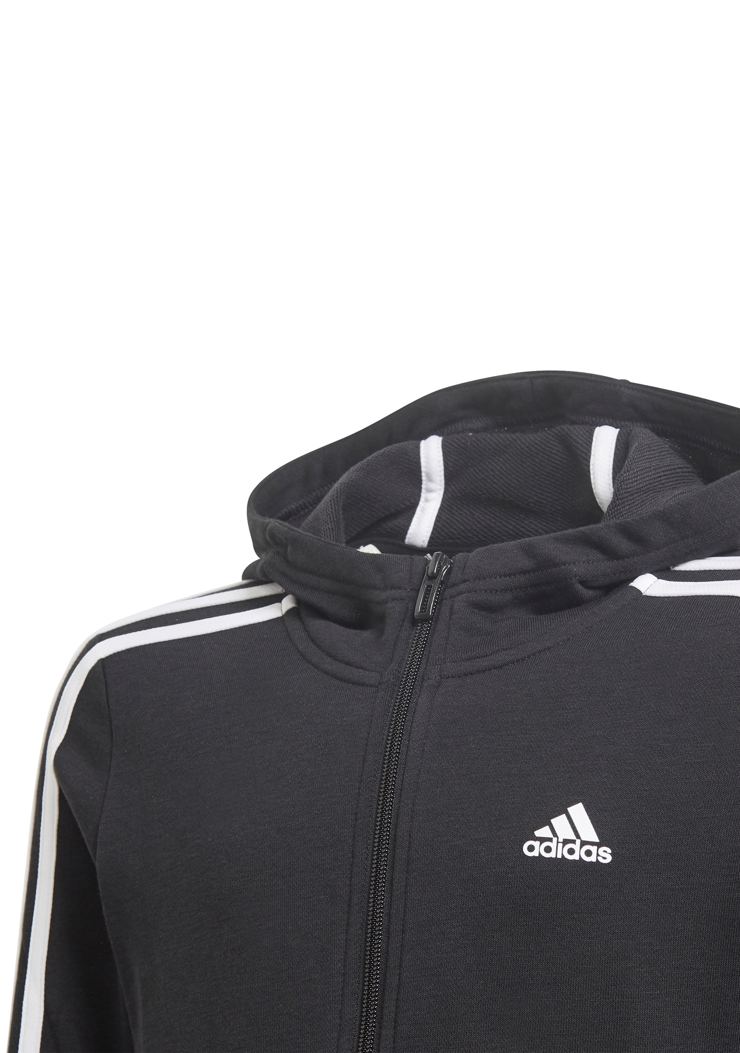 Adidas Girls Essentials 3 Stripe Full Zip Hoodie