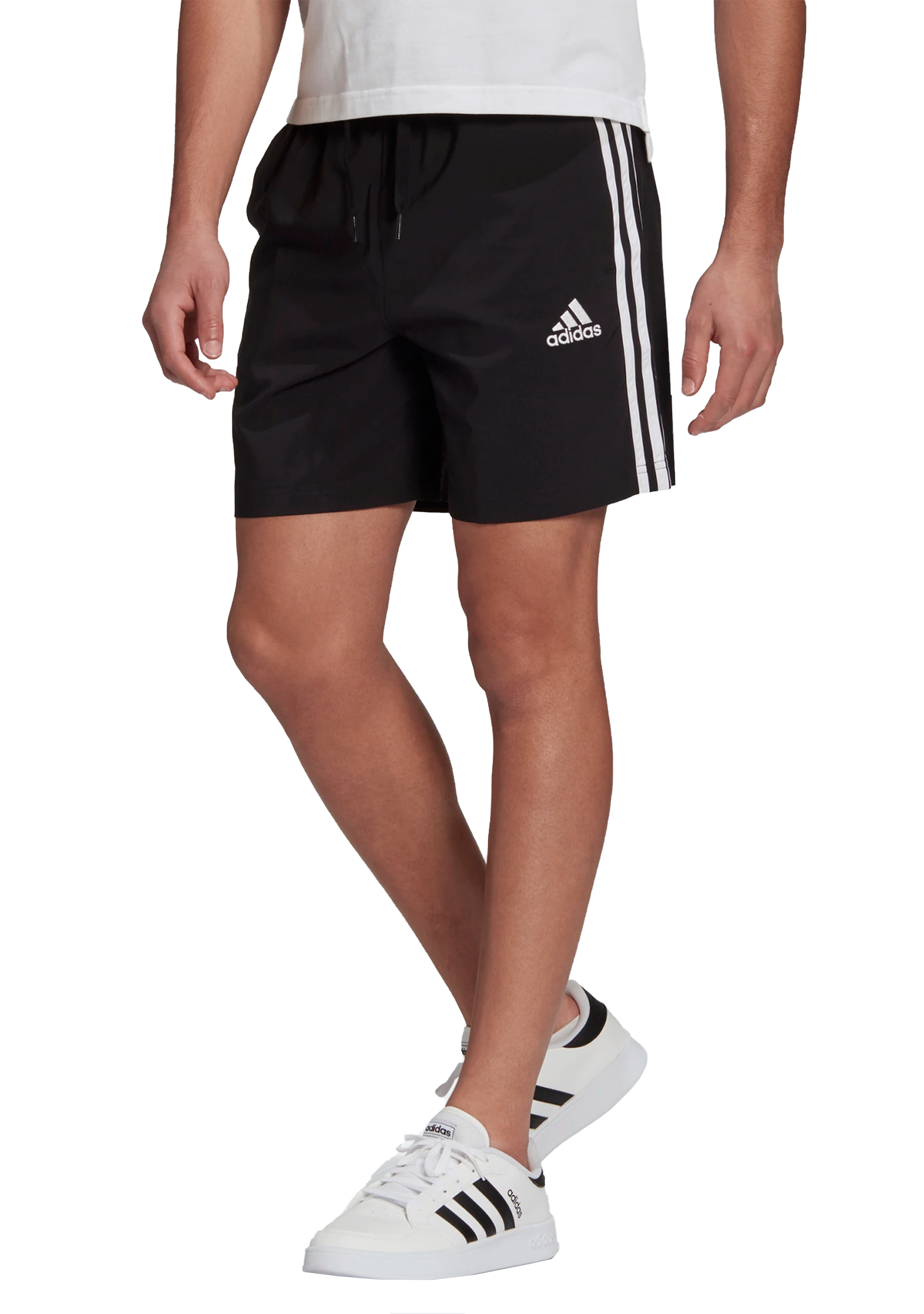 Adidas 3 stripe black nylon best sale shorts
