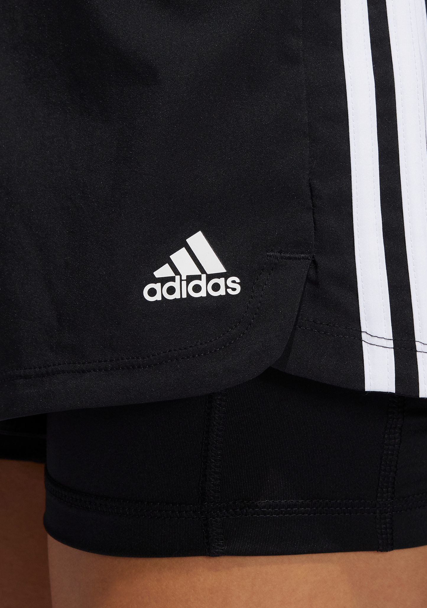 Adidas Womens 3 Stripe Pacer Two-In-One Shorts
