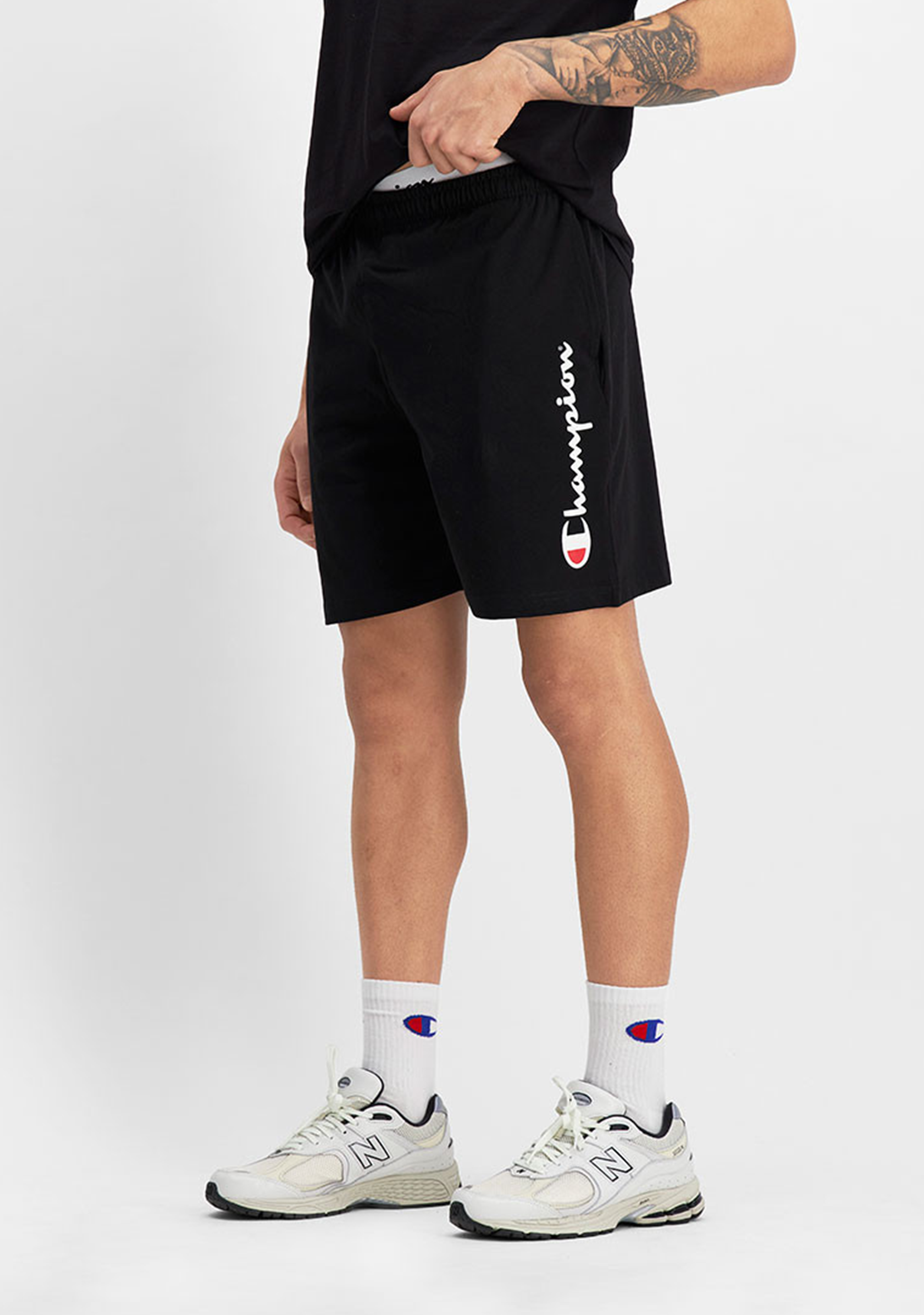 Champion Mens Script Jersey Short AXRWN BLK Jim Kidd Sports