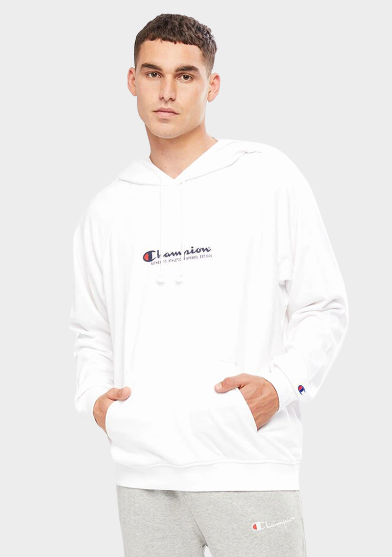 Champion Mens French Terry Script Hoodie <br> AW4AN WIT