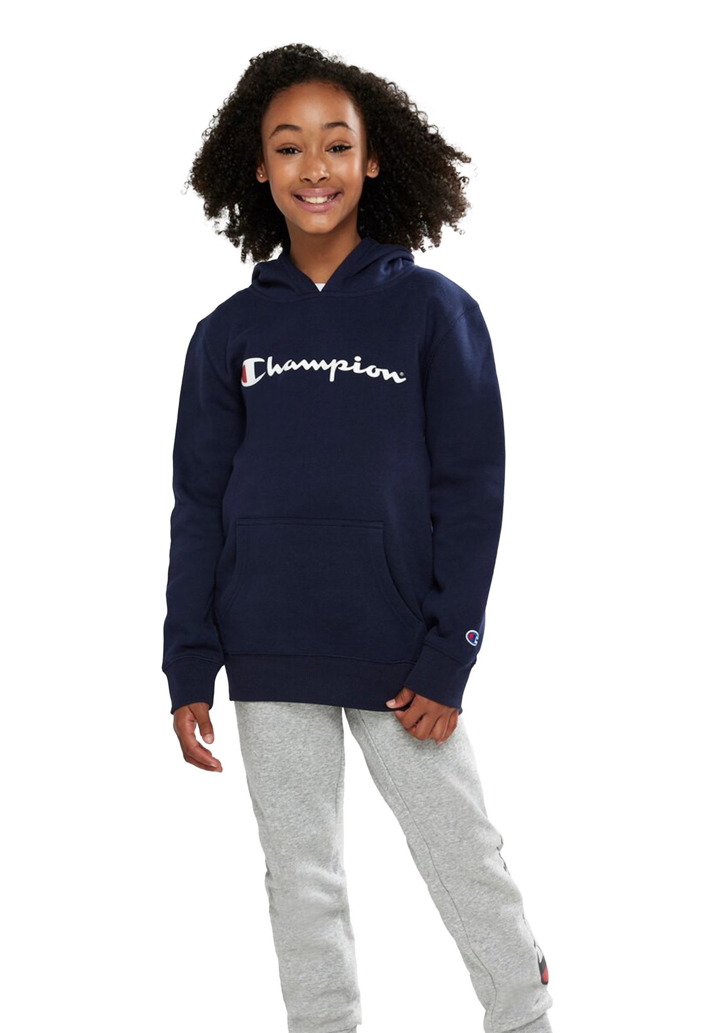 Champion Junior Script Hoodie Navy