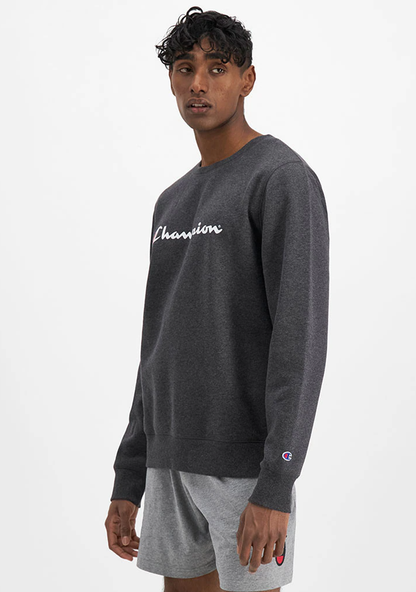 Champion Men’s Script Crew Granite Heather