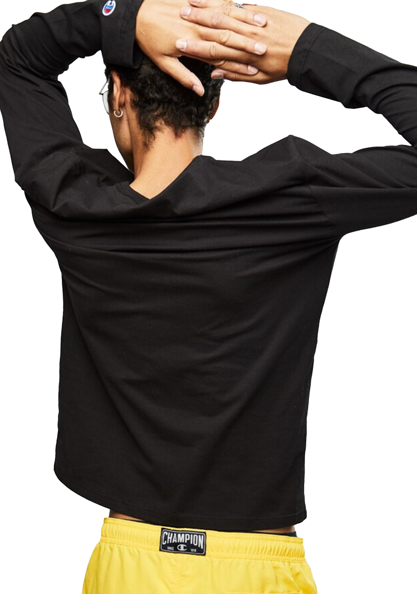 Champion Mens Script Long Sleeve Tee Black <br> AXQNN