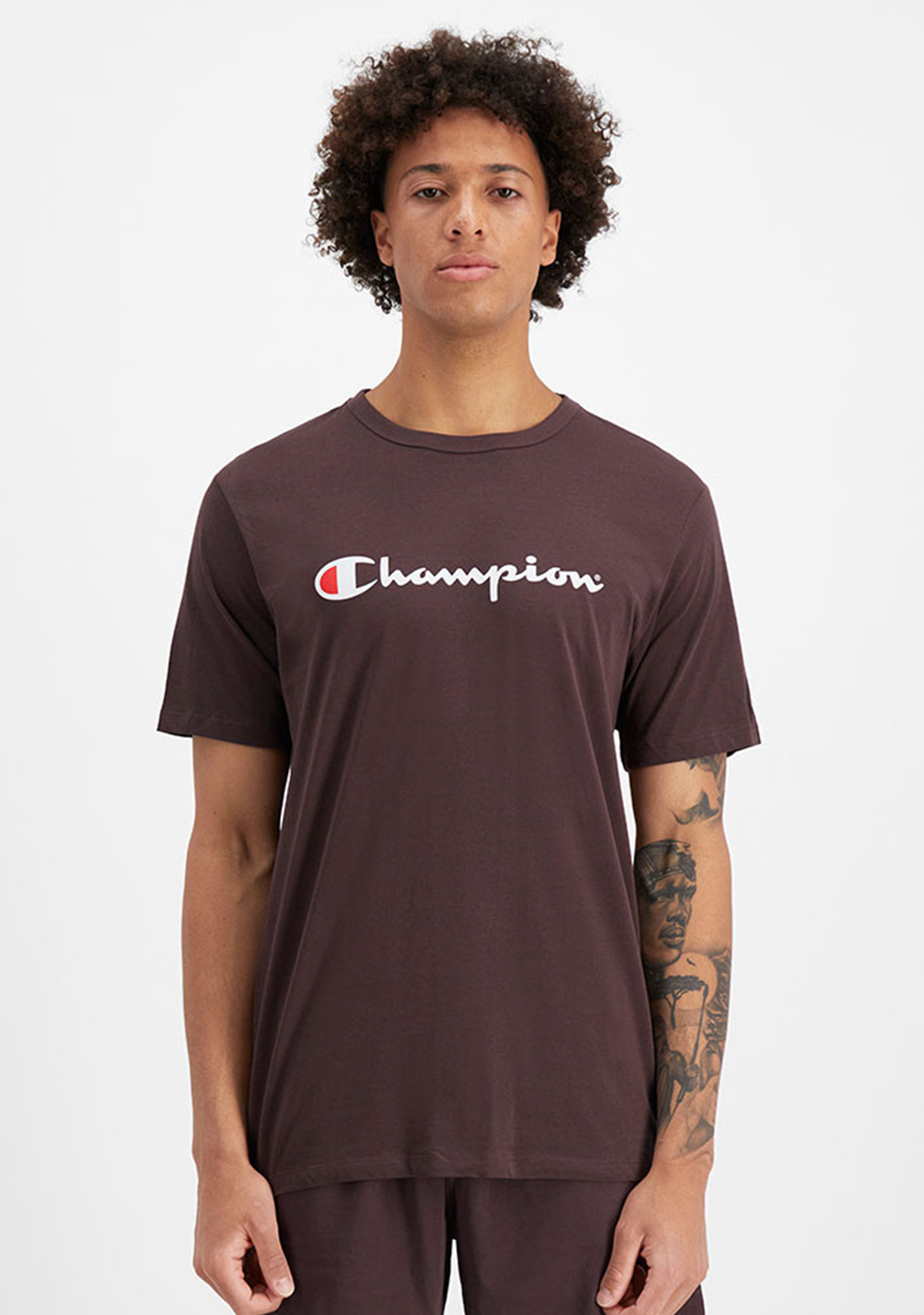 Champion Men's Script Logo Short Sleeve Tee Brown