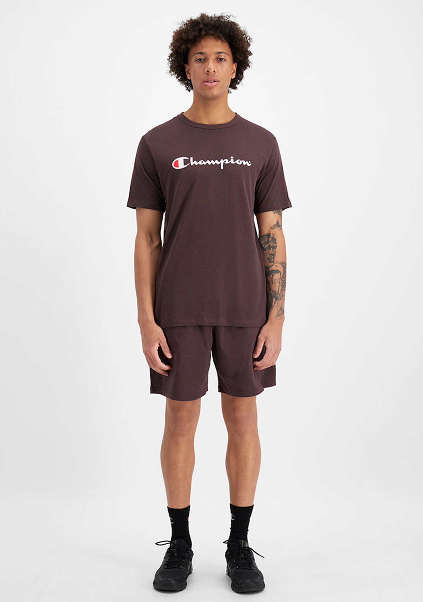 Champion Men's Script Logo Short Sleeve Tee Brown