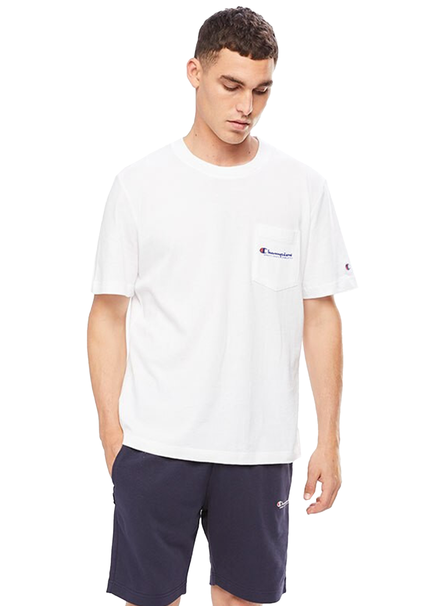 Champion Mens SPS Jersey Pocket Script Tee <br> AW43N BLK/WIT