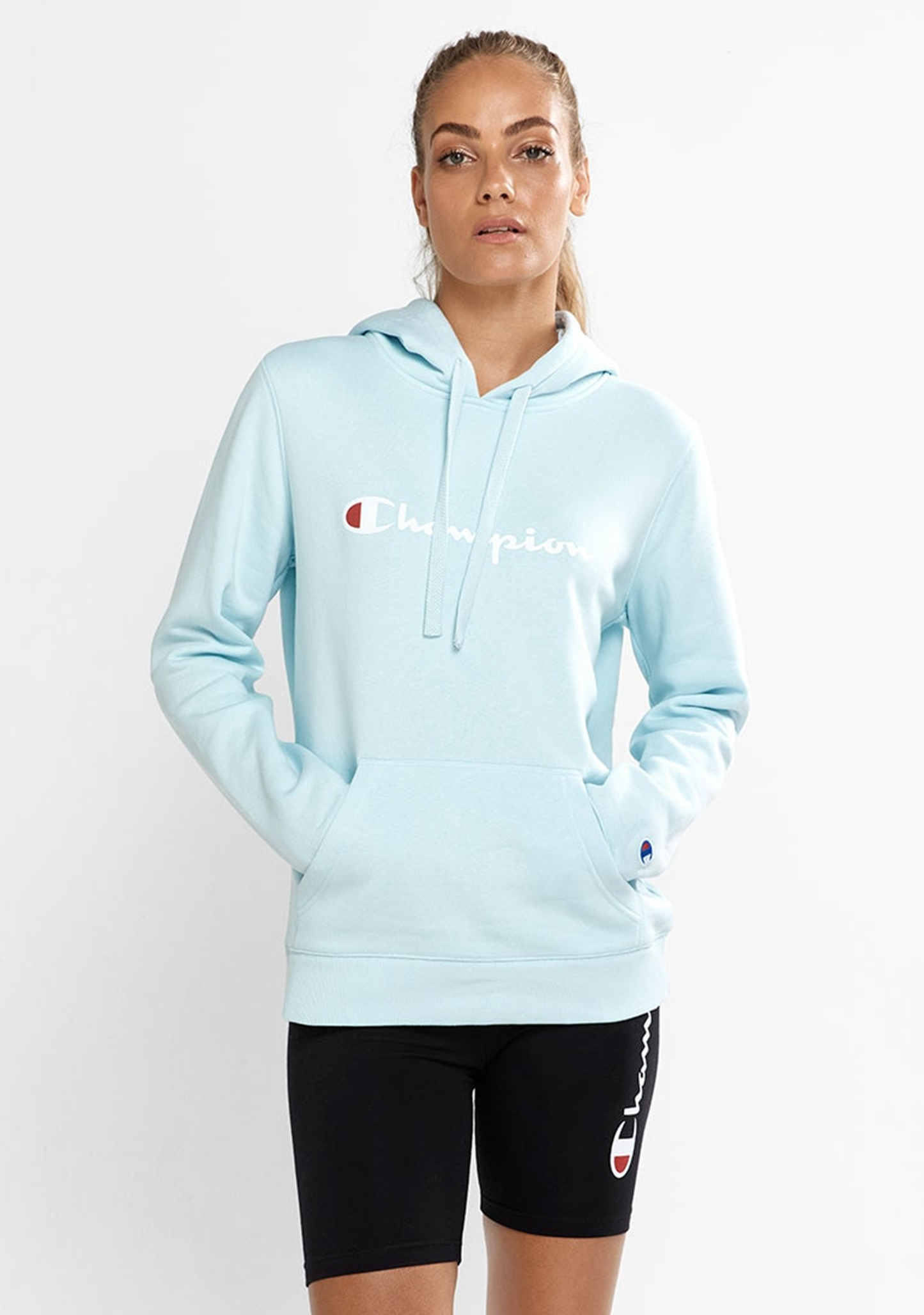 Champion Women’s Script Hoodie Ocean Glass