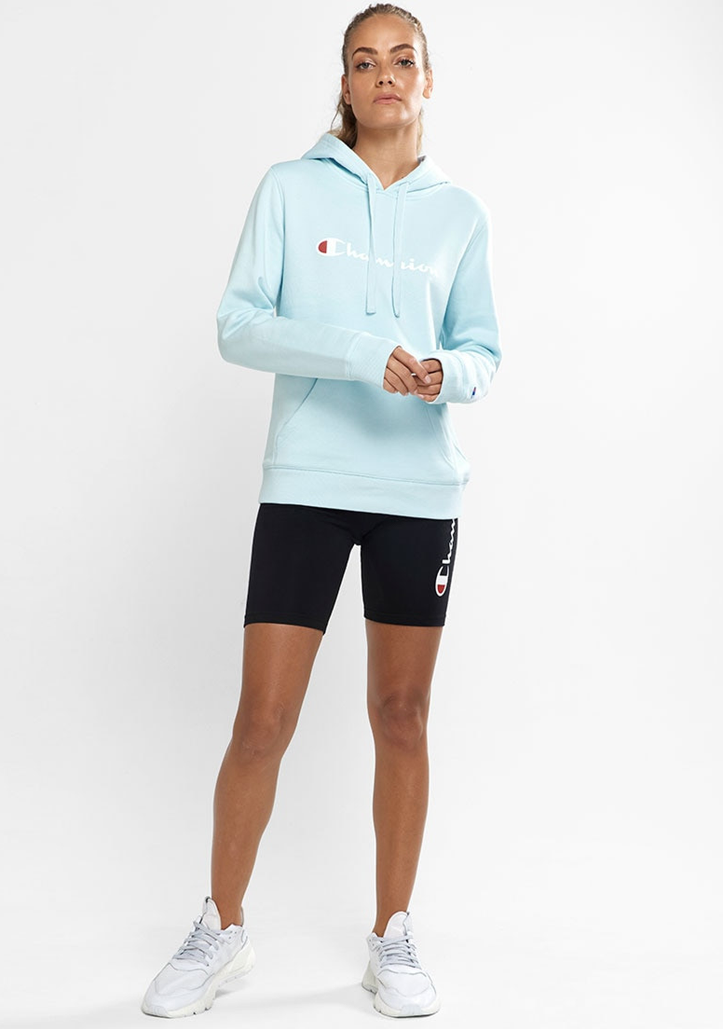 Champion Women’s Script Hoodie Ocean Glass