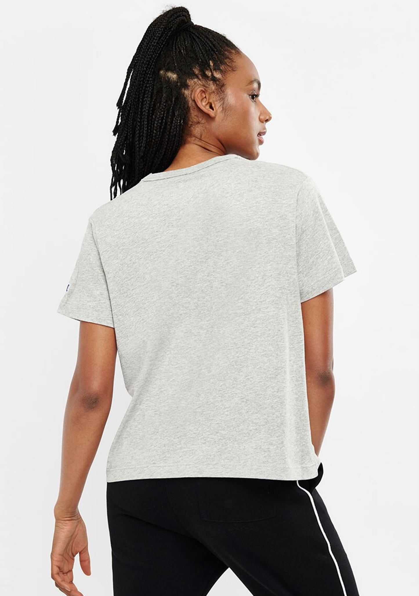 Champion Women's Script Crop Boxy Tee Grey