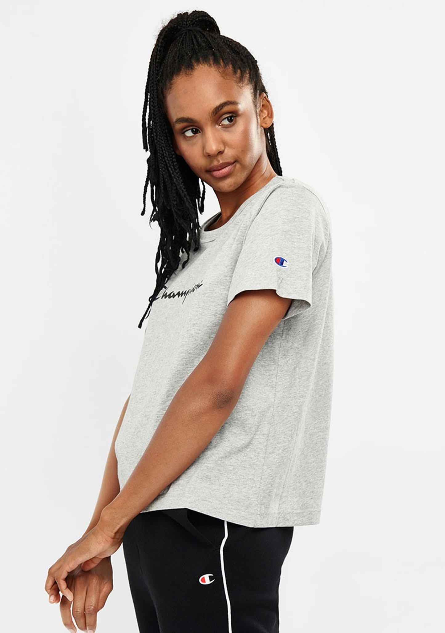 Champion Women's Script Crop Boxy Tee Grey