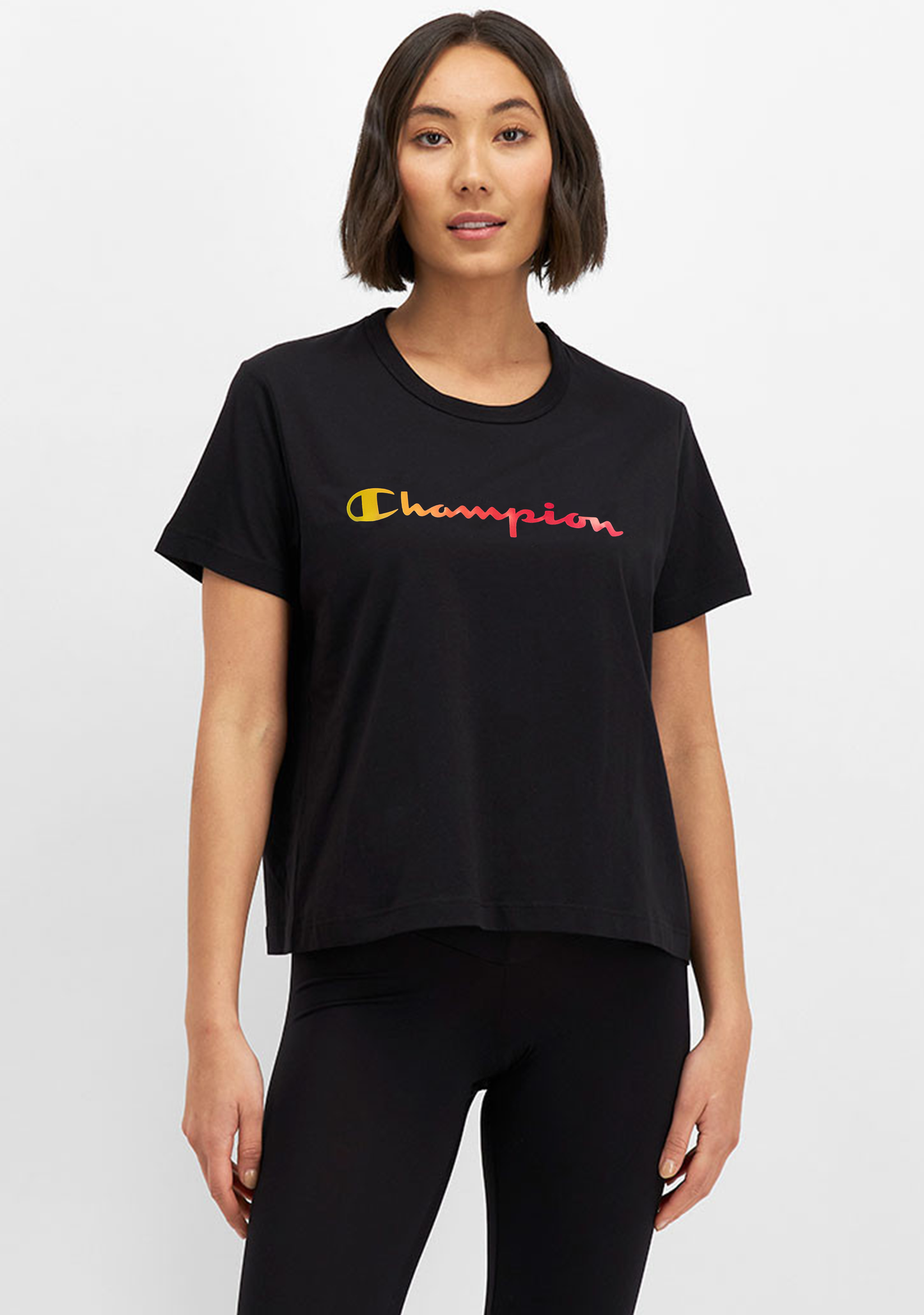 Champion Women's Ombre Script Boxy Tee Black