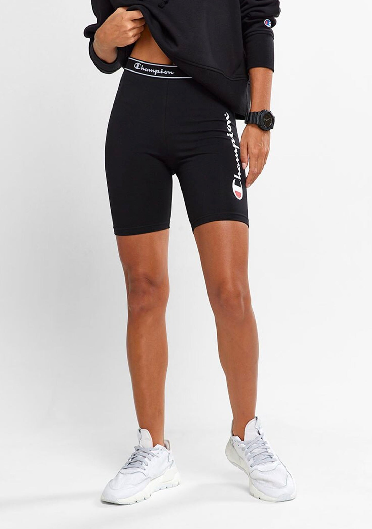 Champion Womens Script Logo Bike Shorts Black