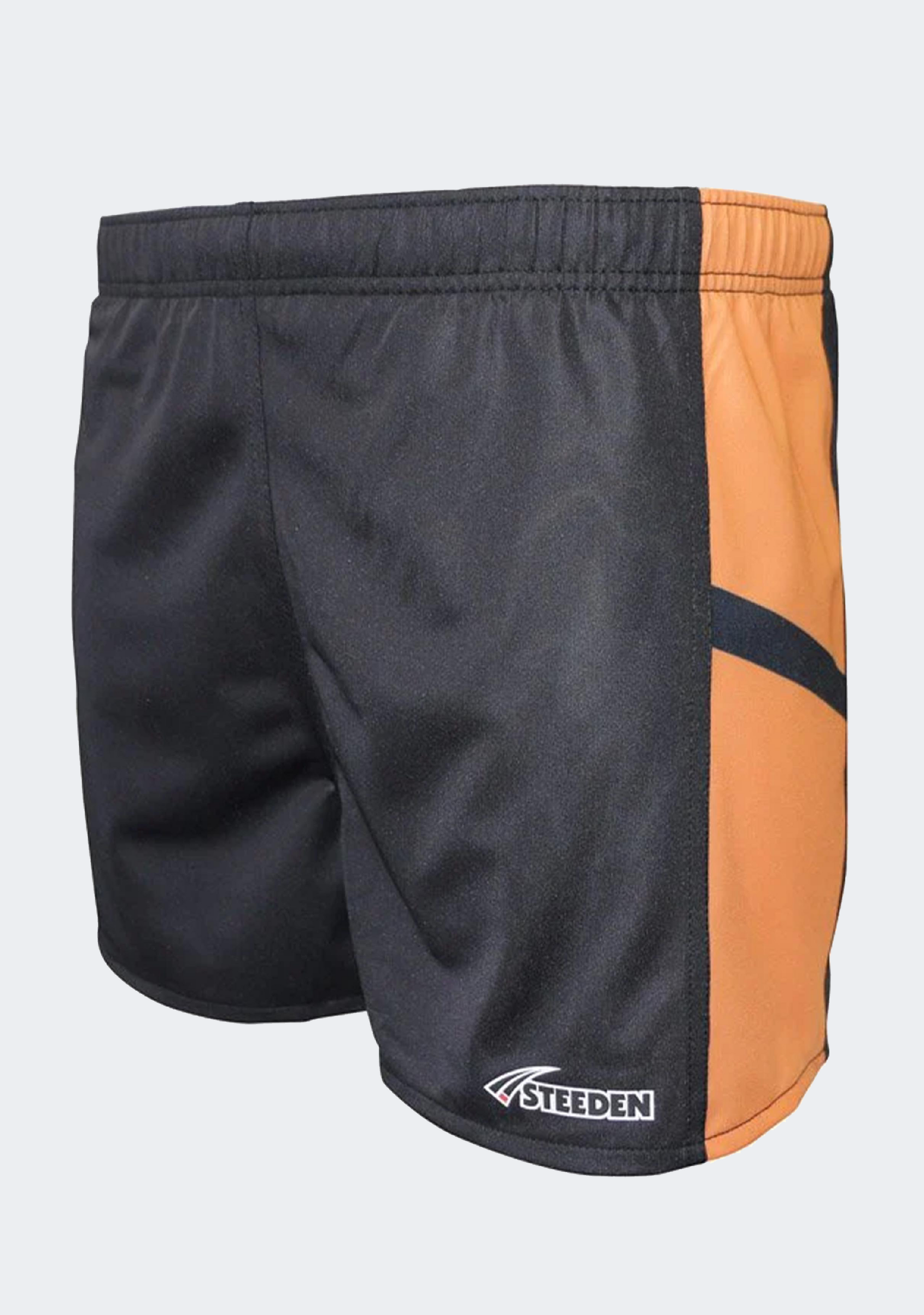 Steeden Men’s Rugby League Shorts Black/Orange