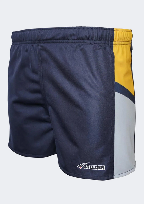 Steeden Men’s Rugby League Shorts Dark Blue/Yellow/Grey