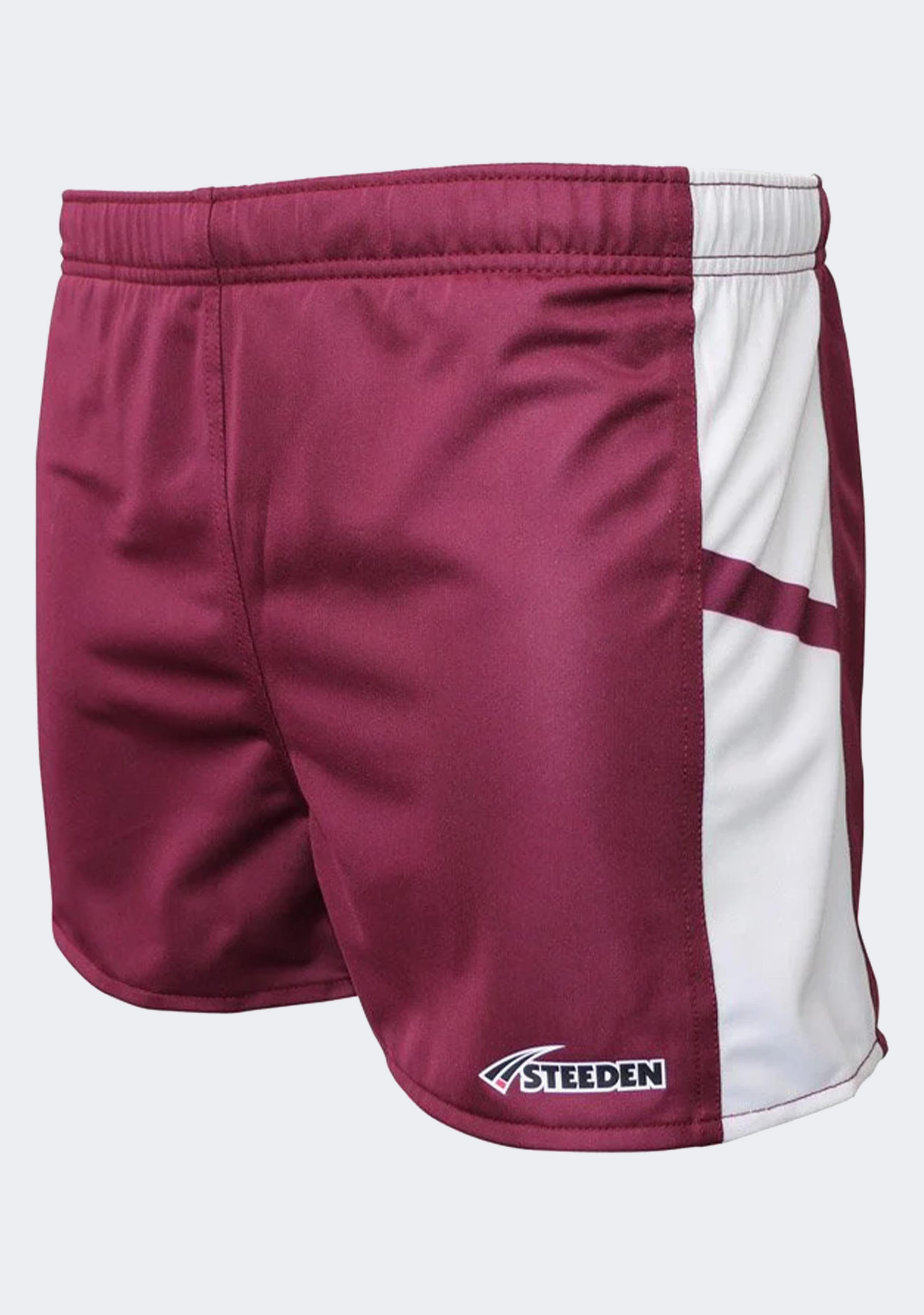 Steeden Men’s Rugby League Shorts Maroon/White
